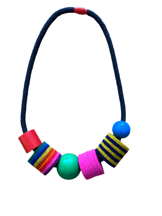 Industrial Wood, Rope Handcrafted Necklace By Lynsey Walters