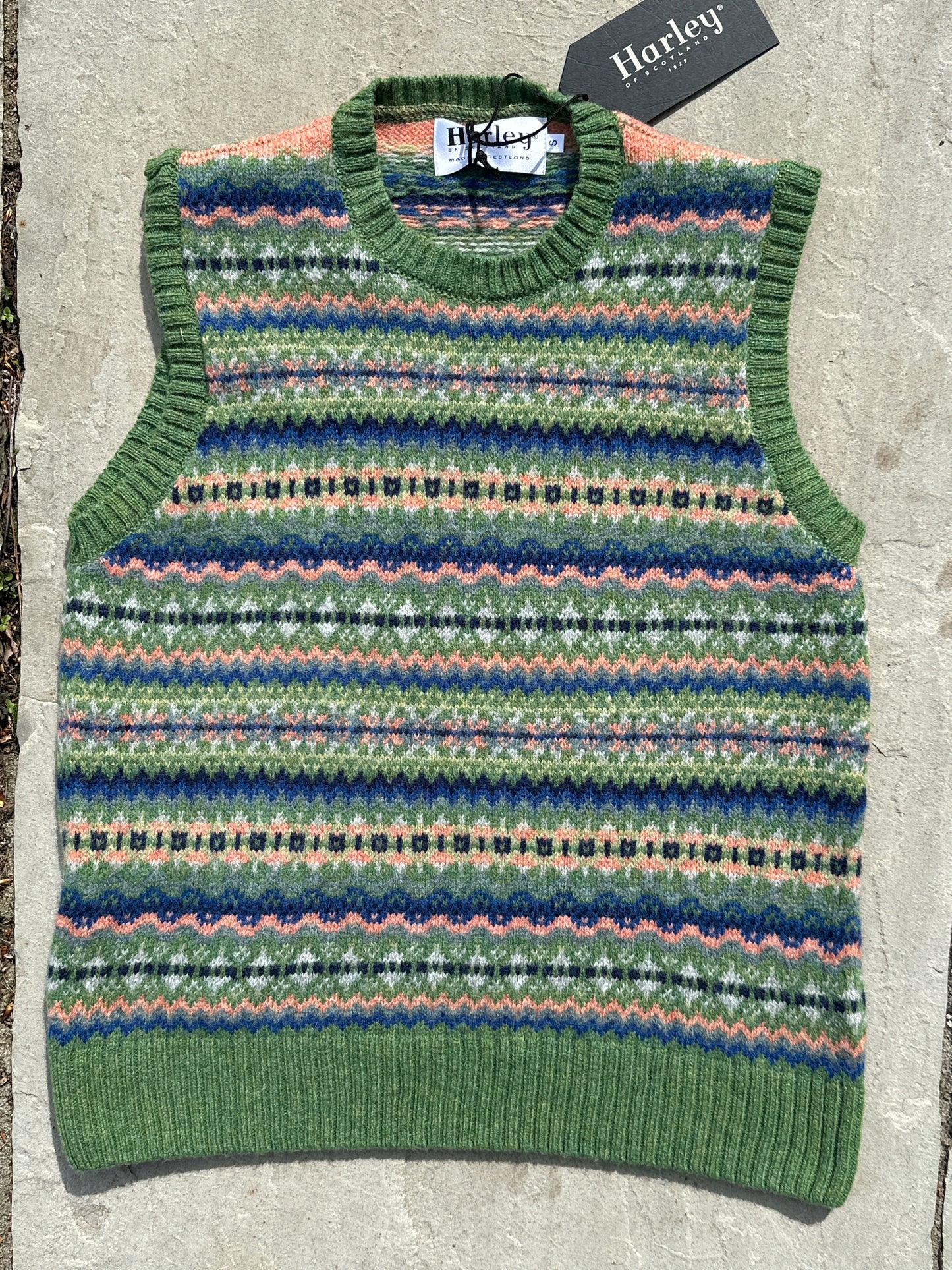 Harley Of Scotland Allover Fairisle Vest In New Colourway Baize