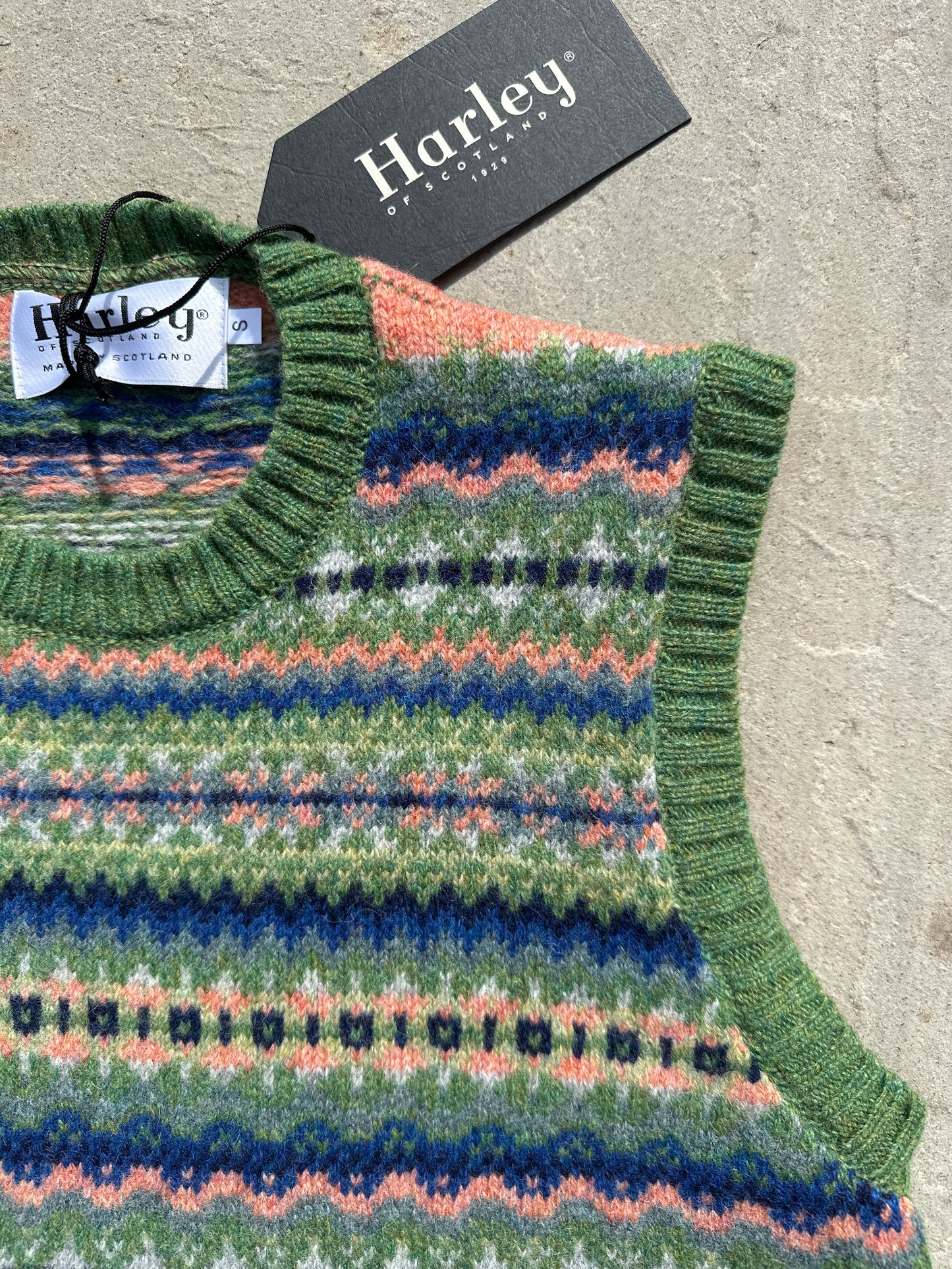 Harley Of Scotland Allover Fairisle Vest In New Colourway Baize