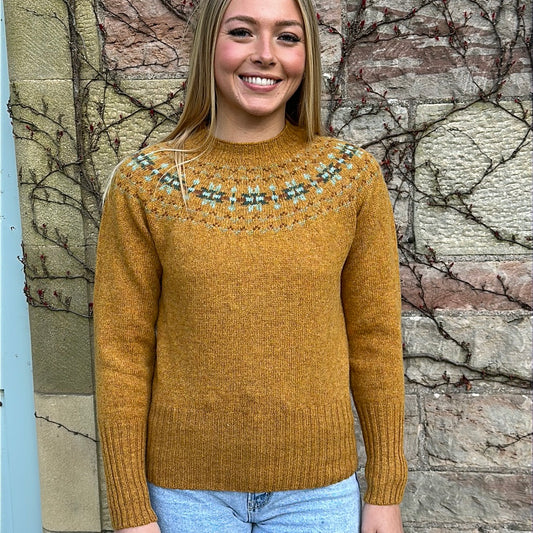 Harley of Scotland Cummin Fairisle Crew Neck