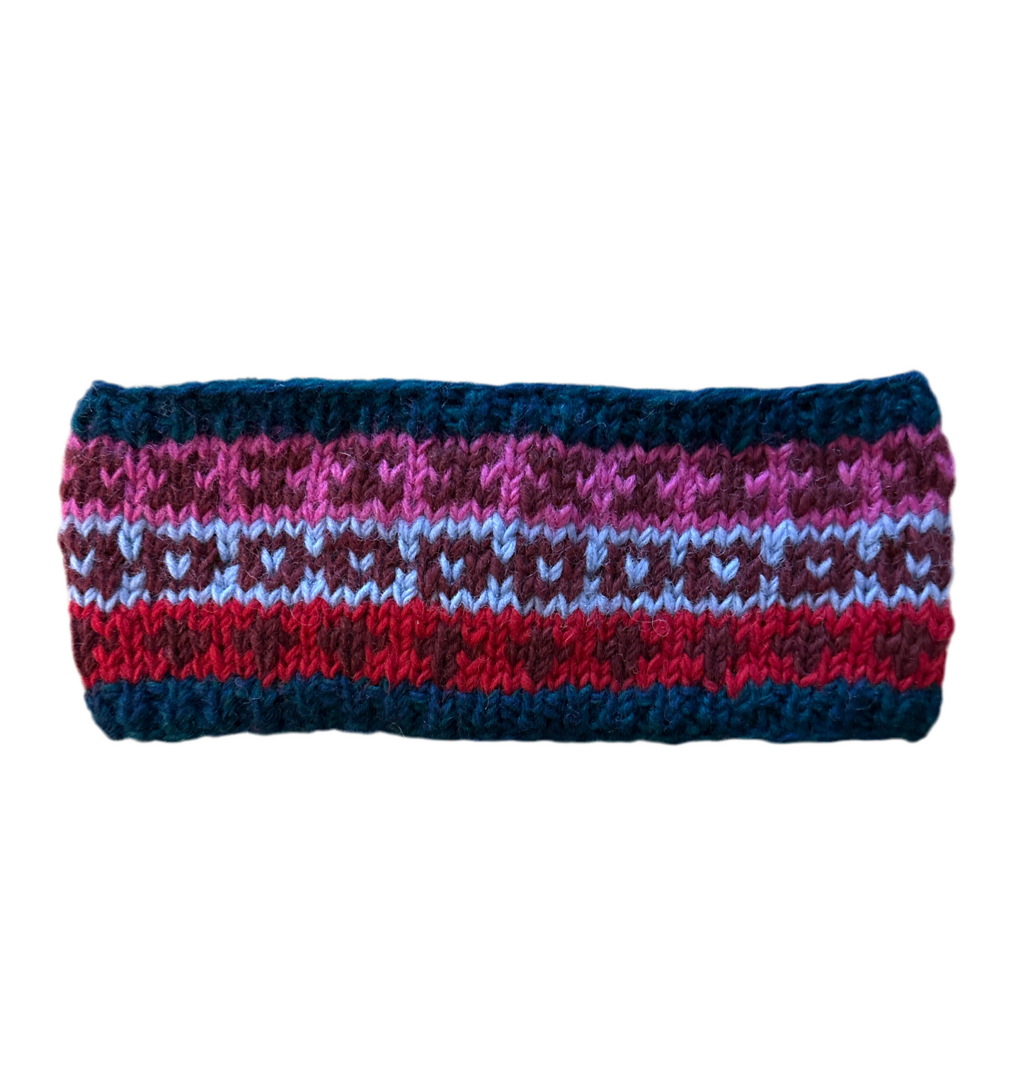 Handknit Fairisle Fleece Lined Headband