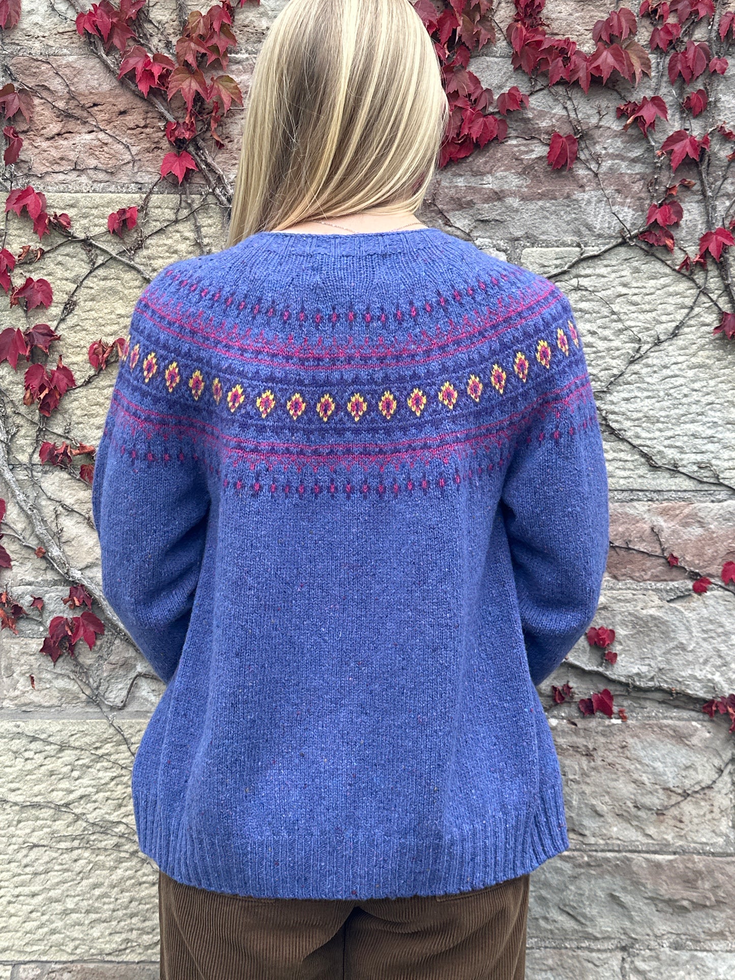 SALE Harley Of Scotland Islander Yoke Fair Isle Cardigan In 'Vatersay’