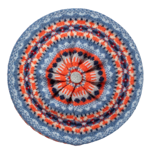 Eribe Fairisle Alloa Beret In Blue-Bella