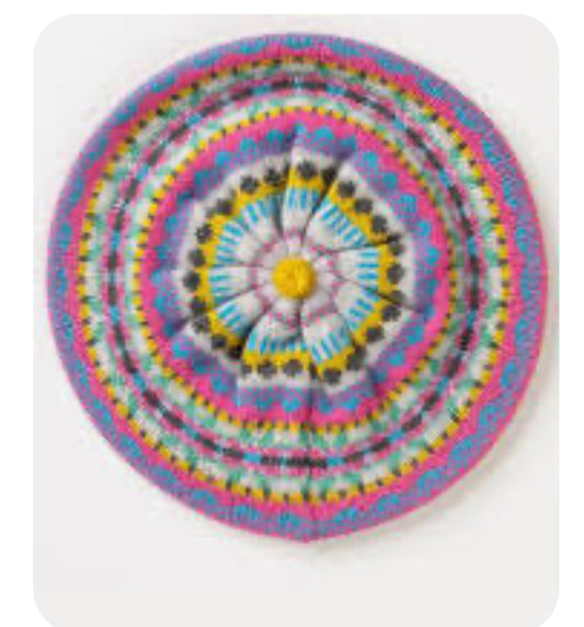 Eribe Fairisle Alloa Beret In Fiesta Dean