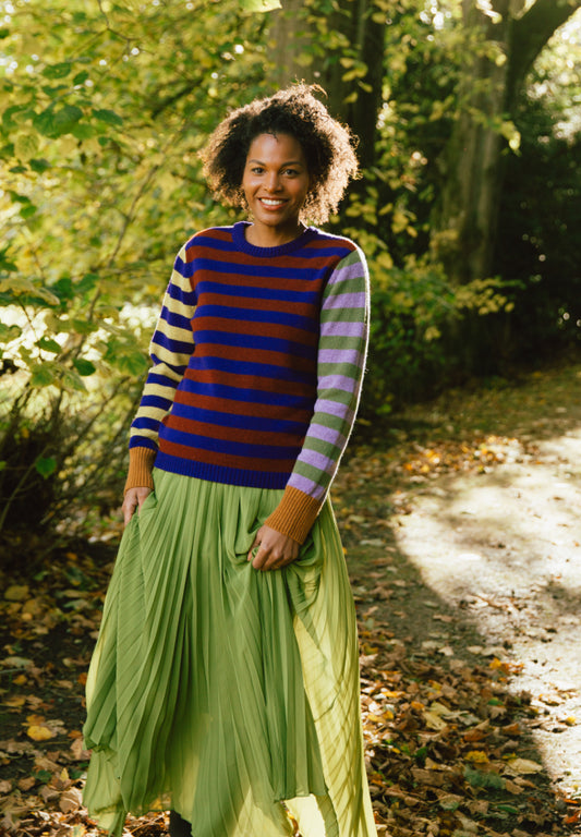 Eribe Stobo Stripe Reversible Sweater In Mulberry