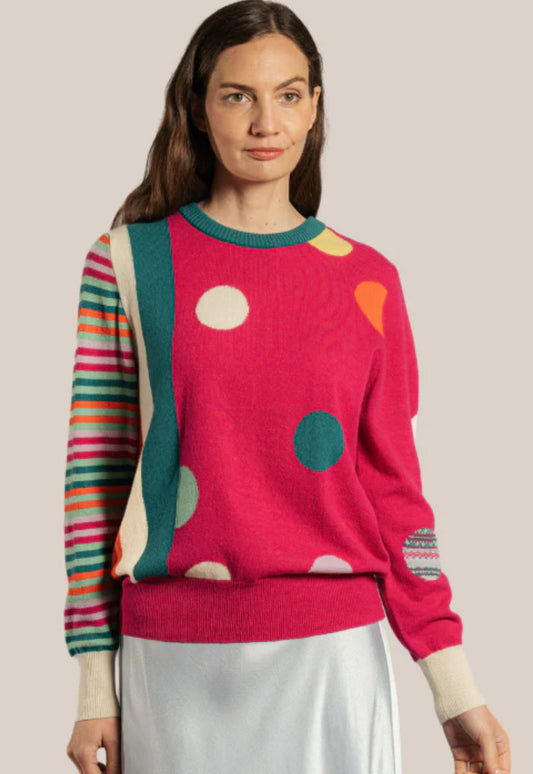 Eribe New Melrose Stripe & Dots Sweater Pink