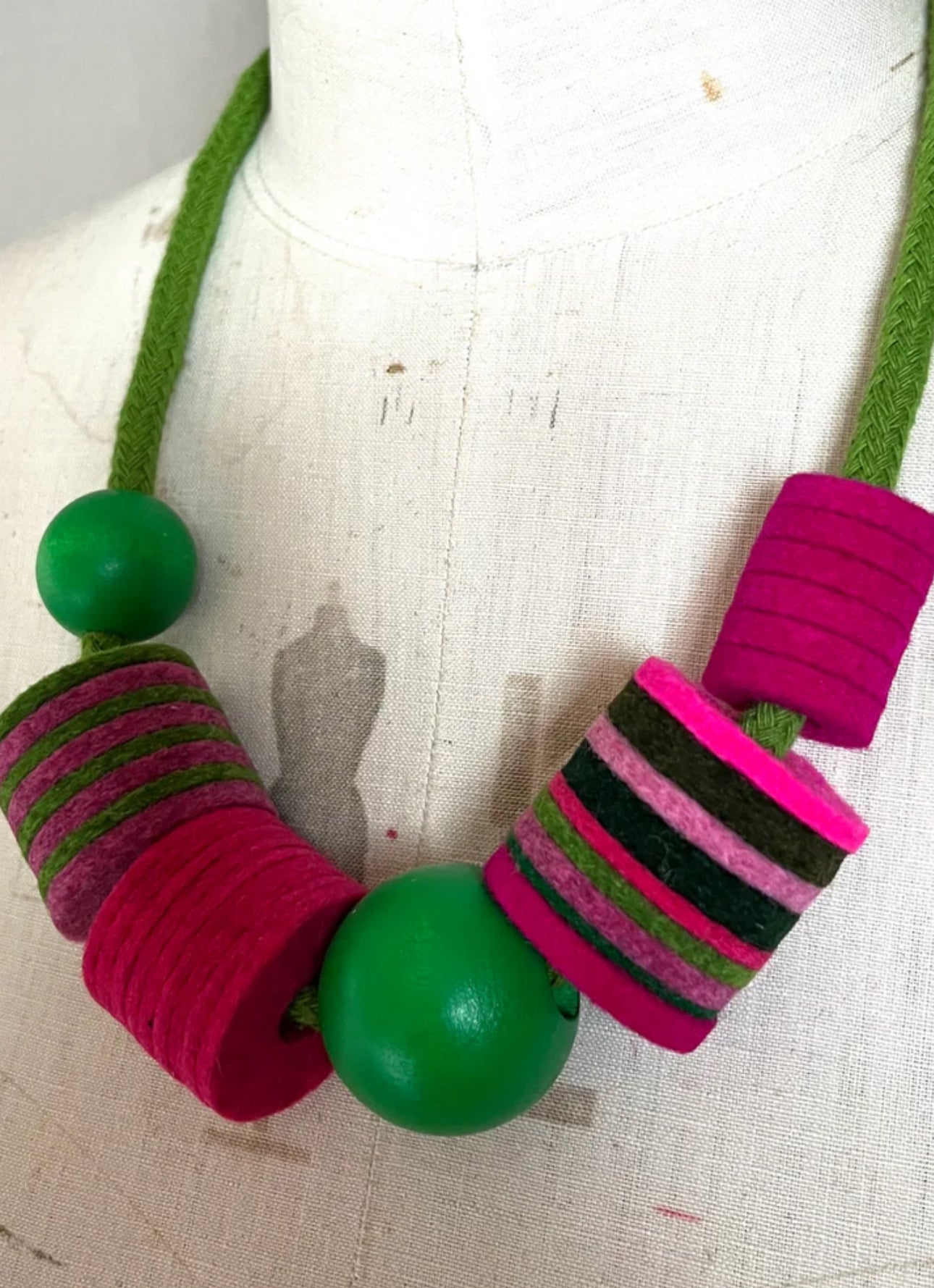 Industrial Wood, Rope Handcrafted Necklace By Lynsey Walters