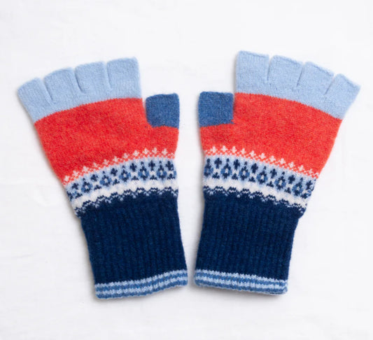 New Alloa Fingerless Gloves In Blue Bella