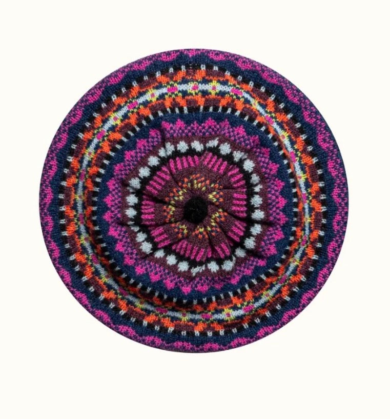 Eribe Fairisle Alloa Beret In New Salsa-Tango