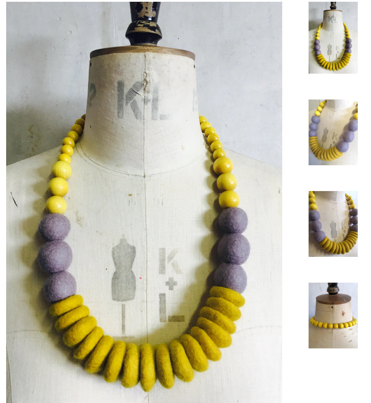 Lynsey Walters Merino & Wool Necklace Vibrant Yellow & Grey