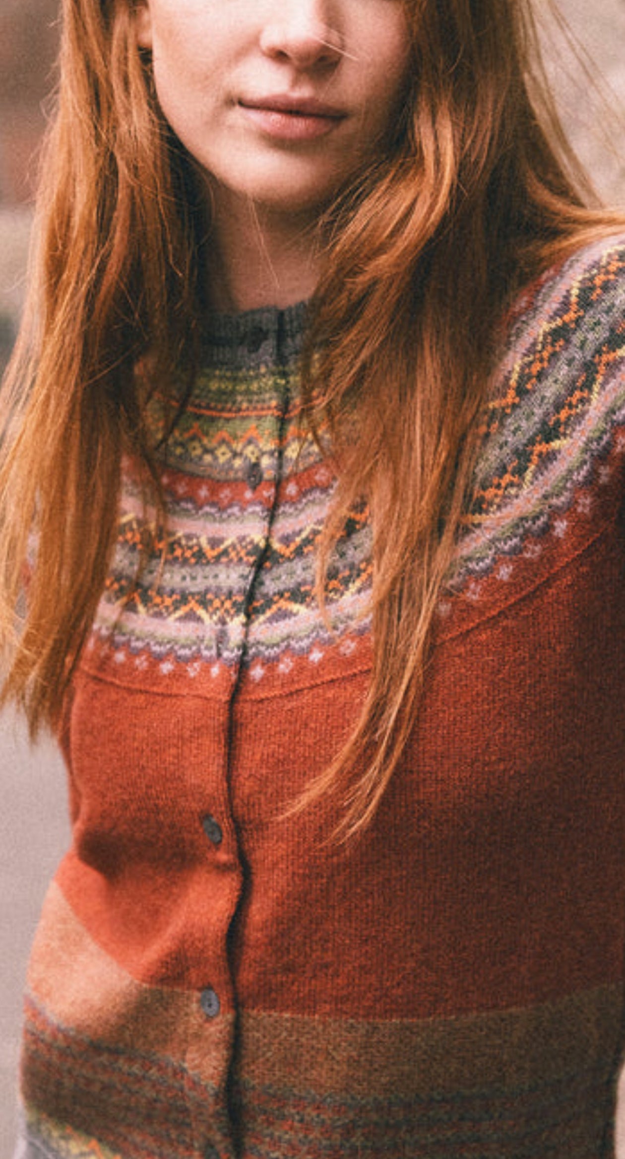 New Eribe Fairisle Alpine Cardigan In Copperleaf