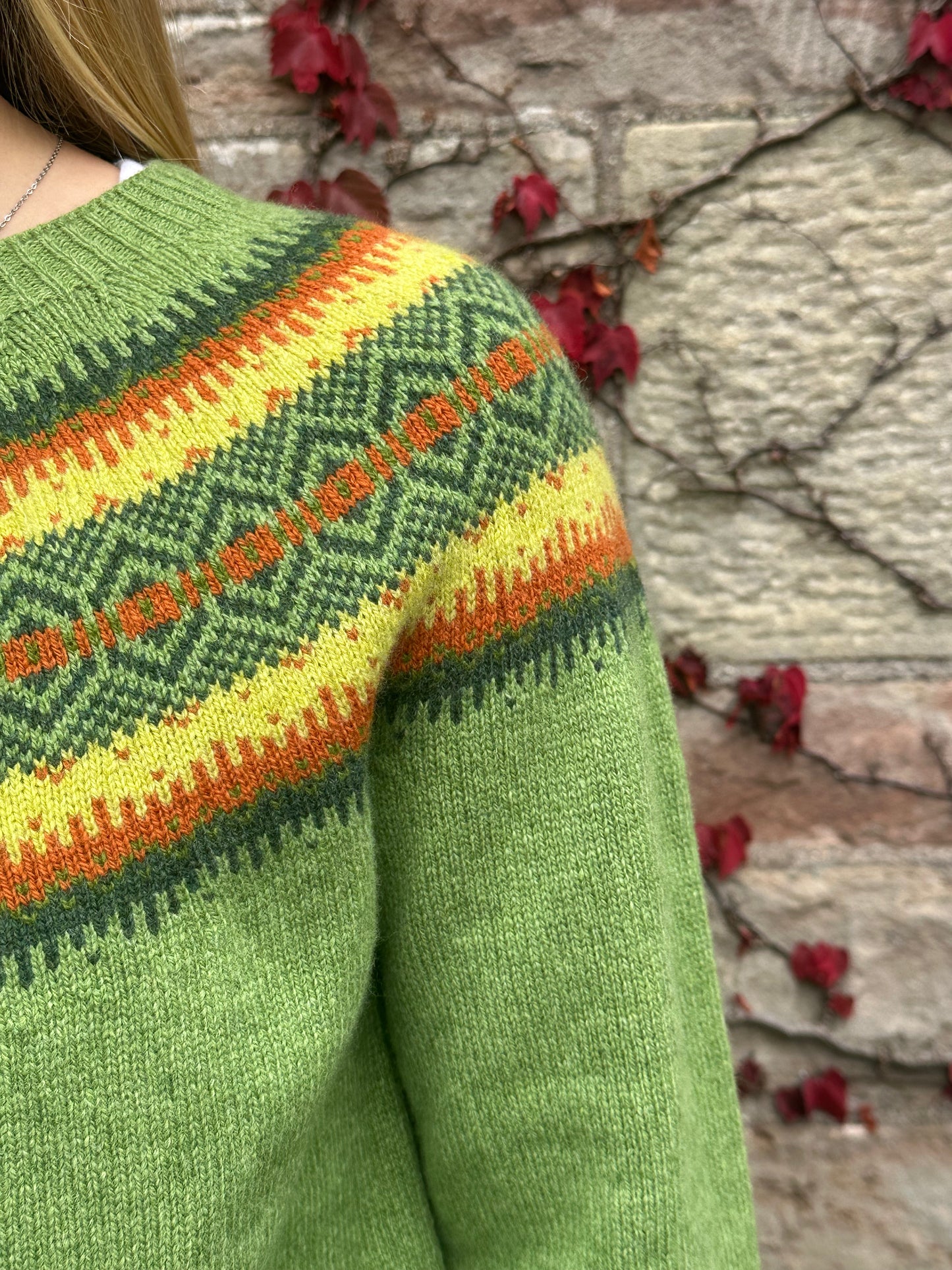 Harley Of Scotland Supersoft Yoke Sweater In Foliage 25