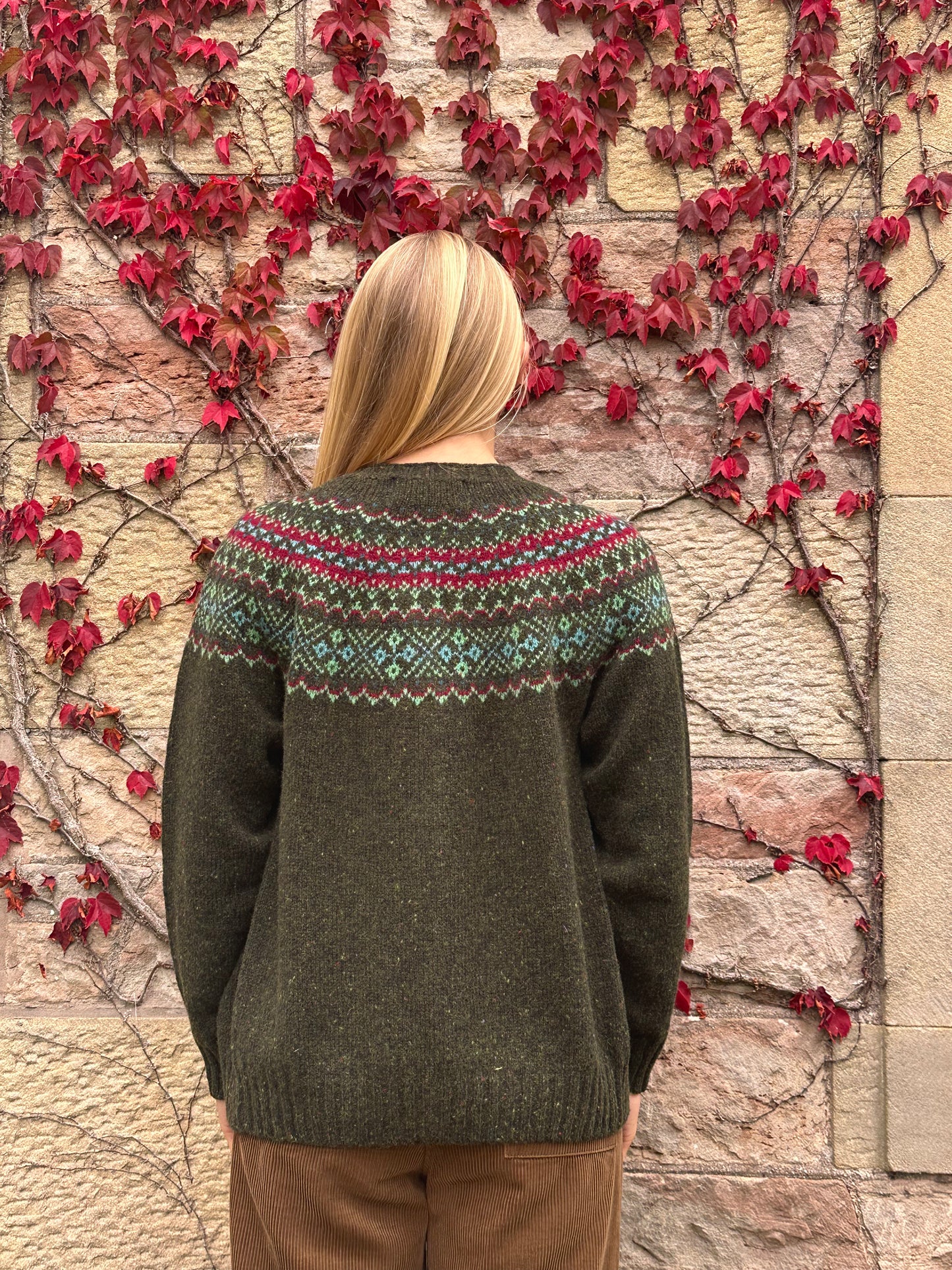 Harley Of Scotland Islander Yoke Fair Isle Cardigan In 'Harris 25'