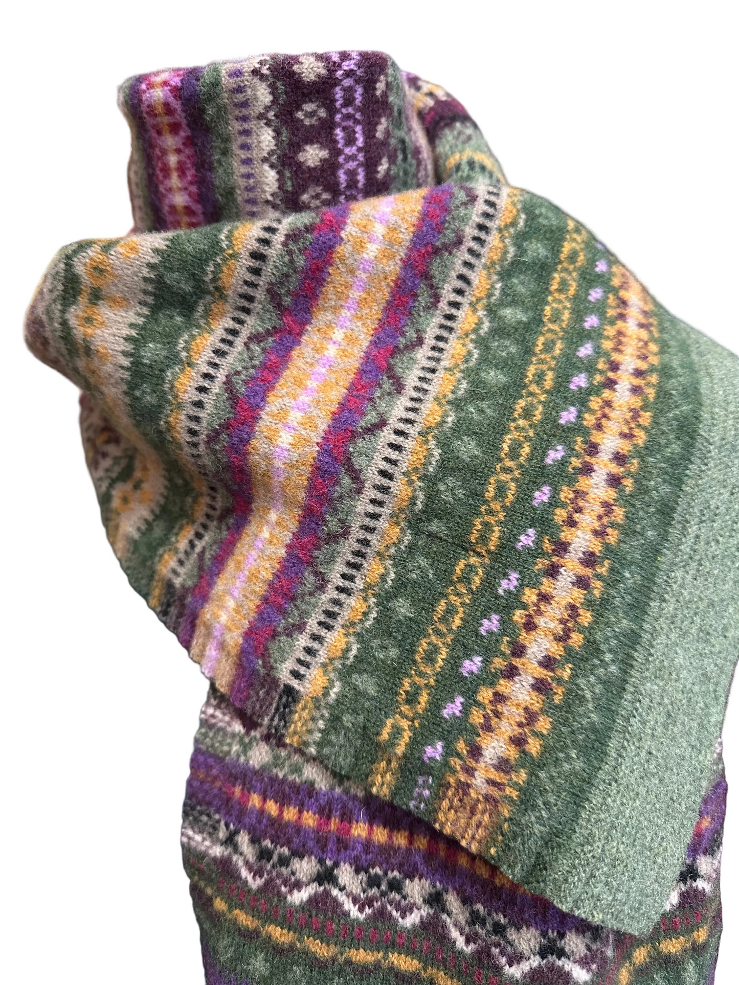 New Scottish Fairisle Scarf In Tyrian-Thistle