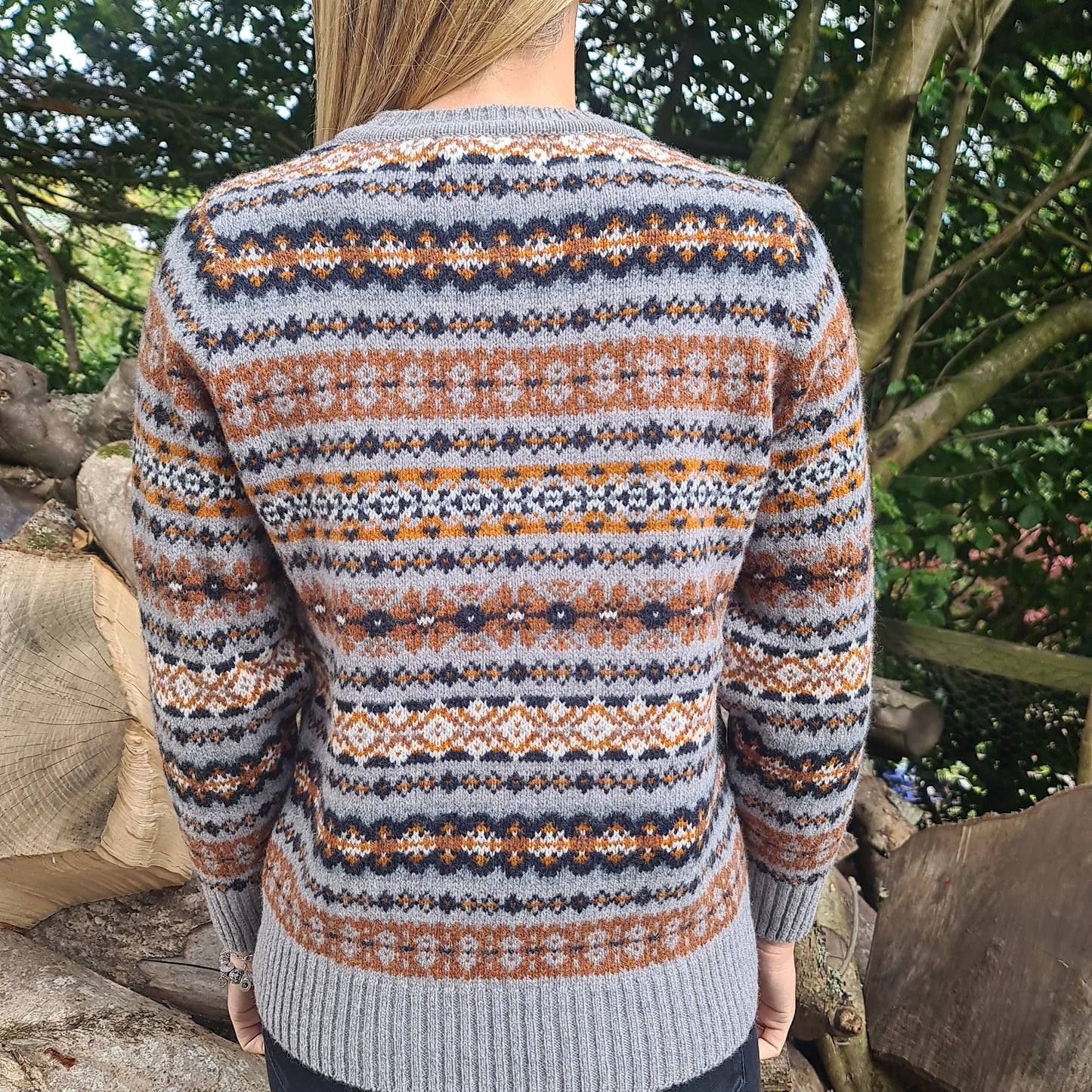 SALE Harley Of Scotland Pure New Wool Fairisle L5022/7 Chrome