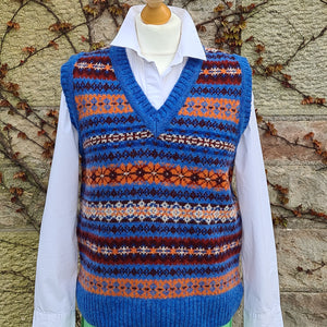 SALE New Harley Of Scotland All Over Fair Isle Tank Top In Blue Toon