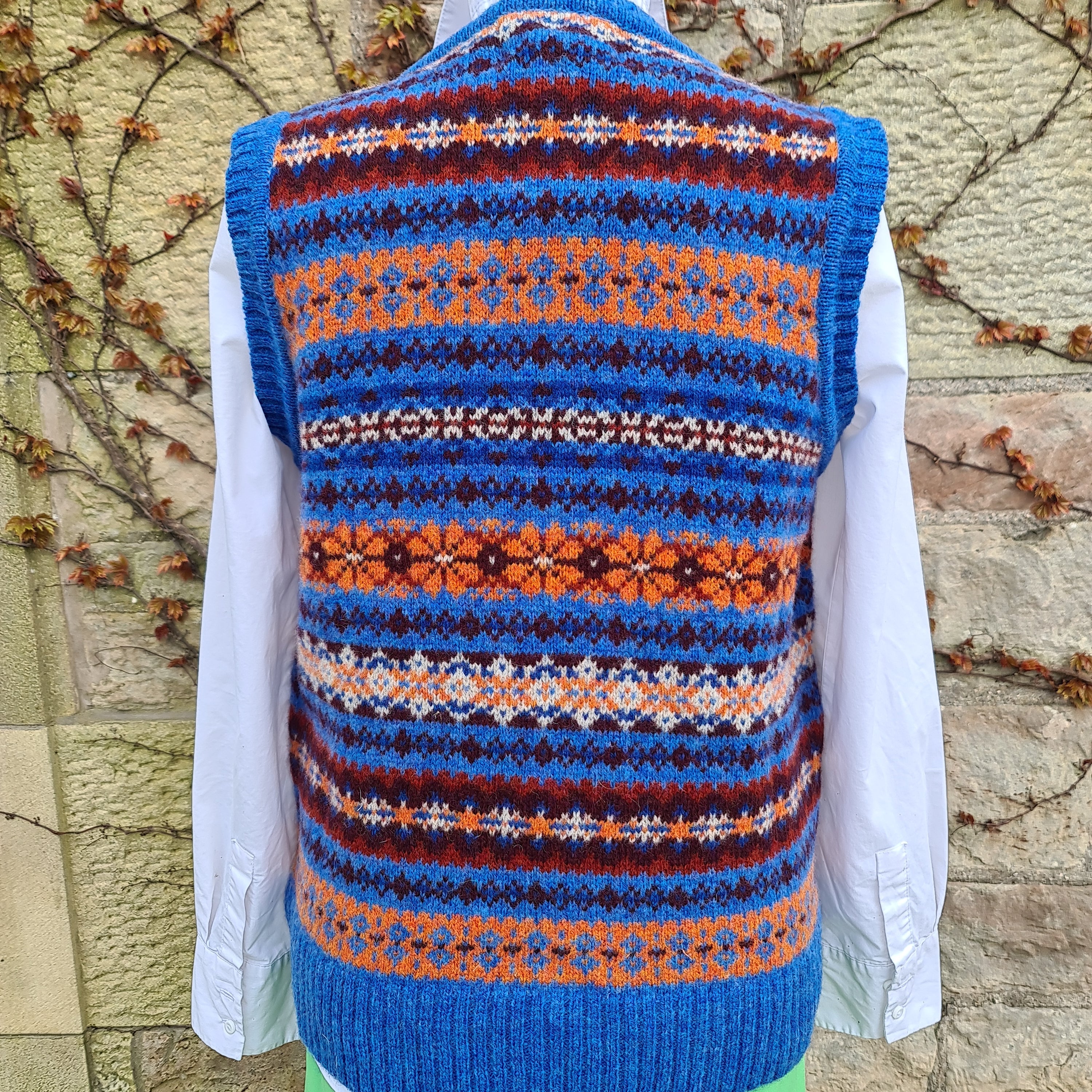 New Harley Of Scotland All Over Fair Isle Tank Top In Blue Toon