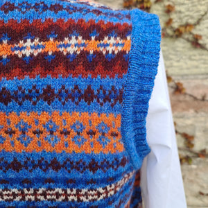 SALE New Harley Of Scotland All Over Fair Isle Tank Top In Blue Toon