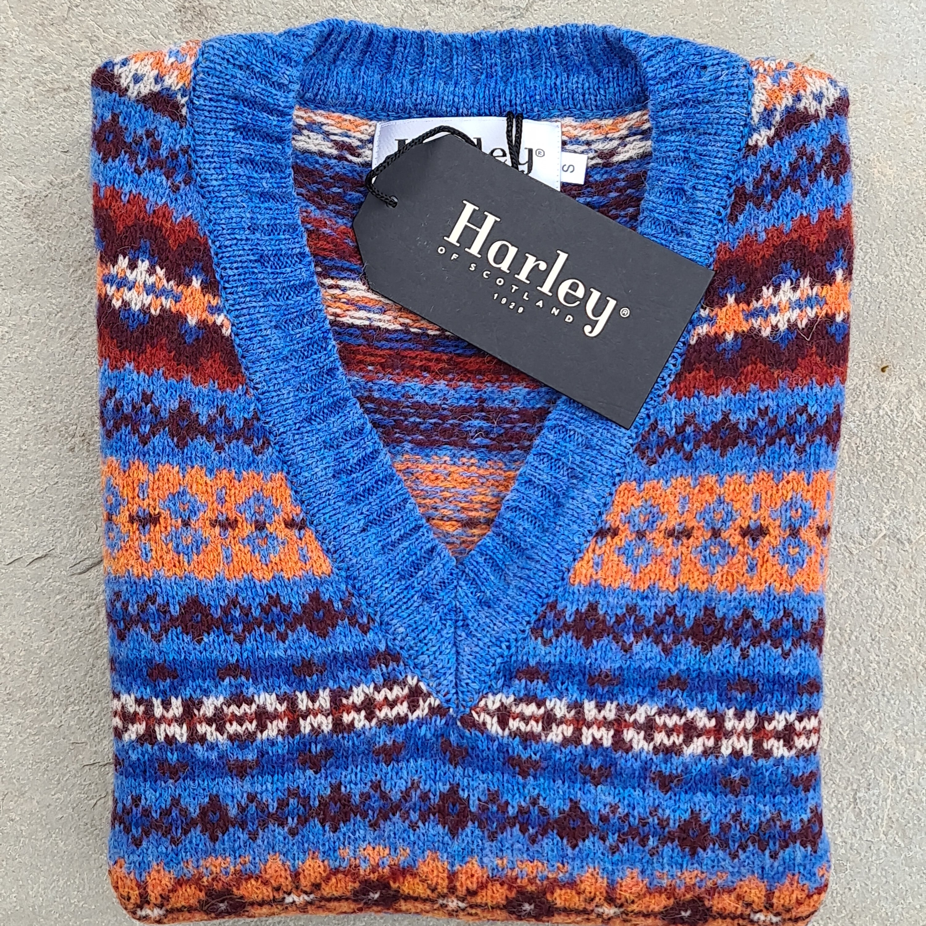 SALE New Harley Of Scotland All Over Fair Isle Tank Top In Blue Toon