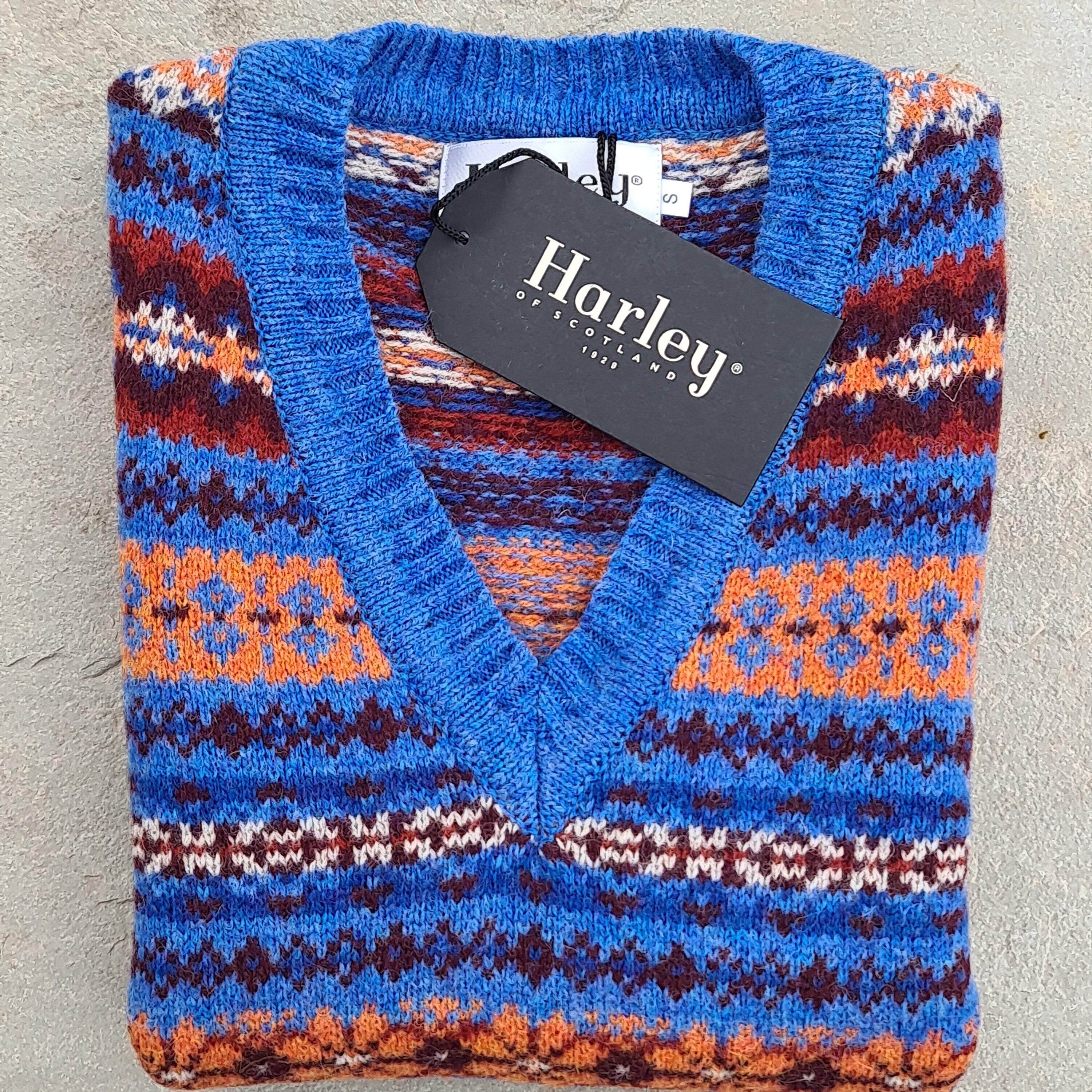 New Harley Of Scotland All Over Fair Isle Tank Top In Blue Toon