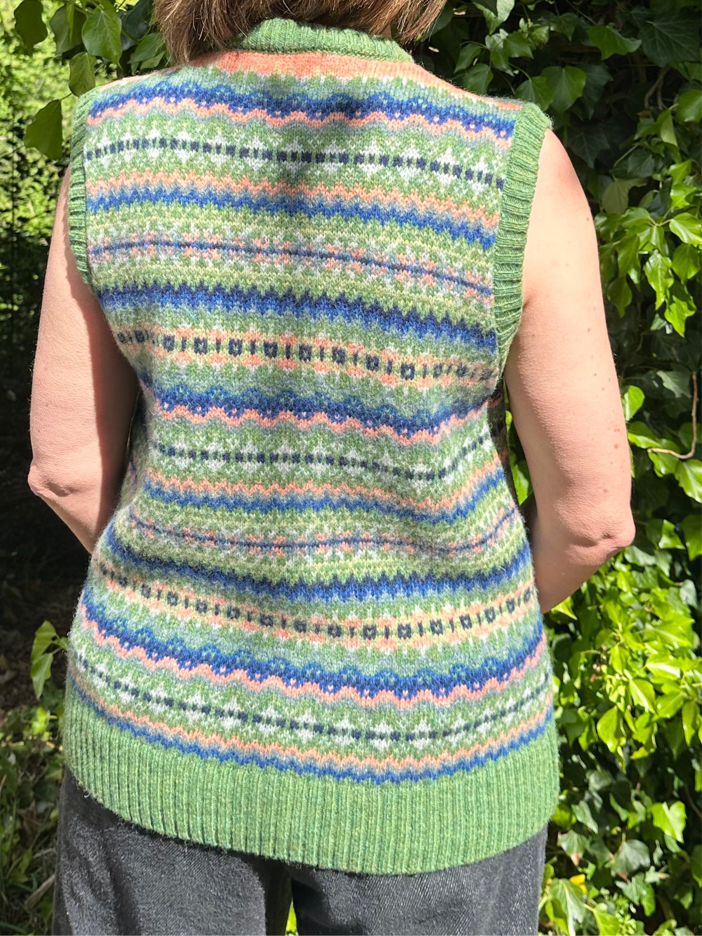 Harley Of Scotland Allover Fairisle Vest In New Colourway Baize