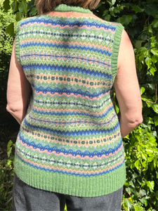 Harley Of Scotland Allover Fairisle Vest In New Colourway Baize