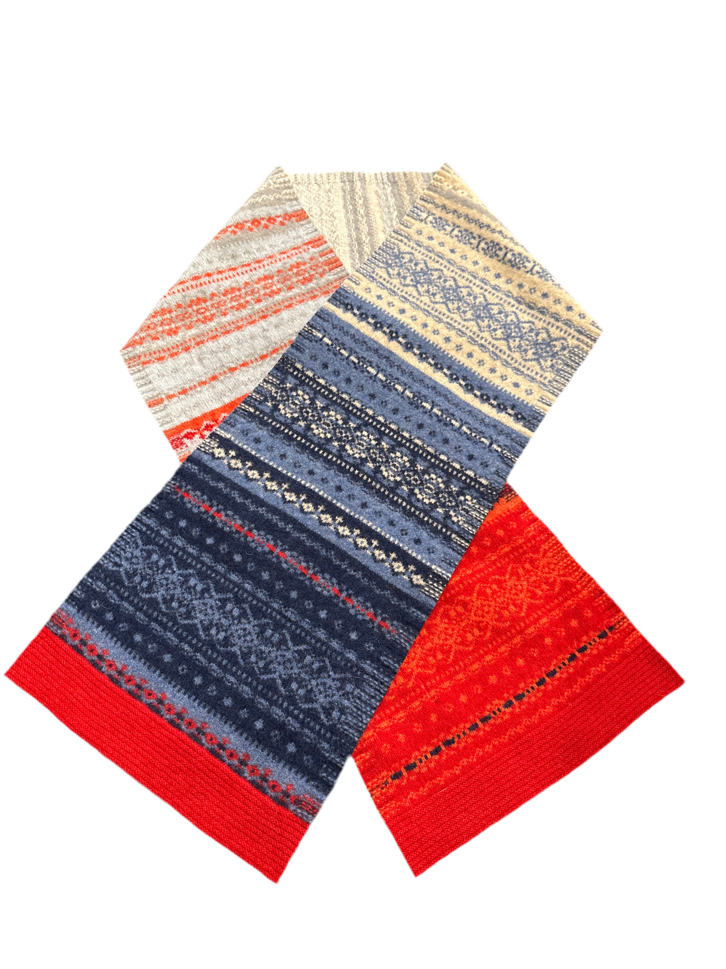 New Alloa Fairisle Scarf In Blue-Bella