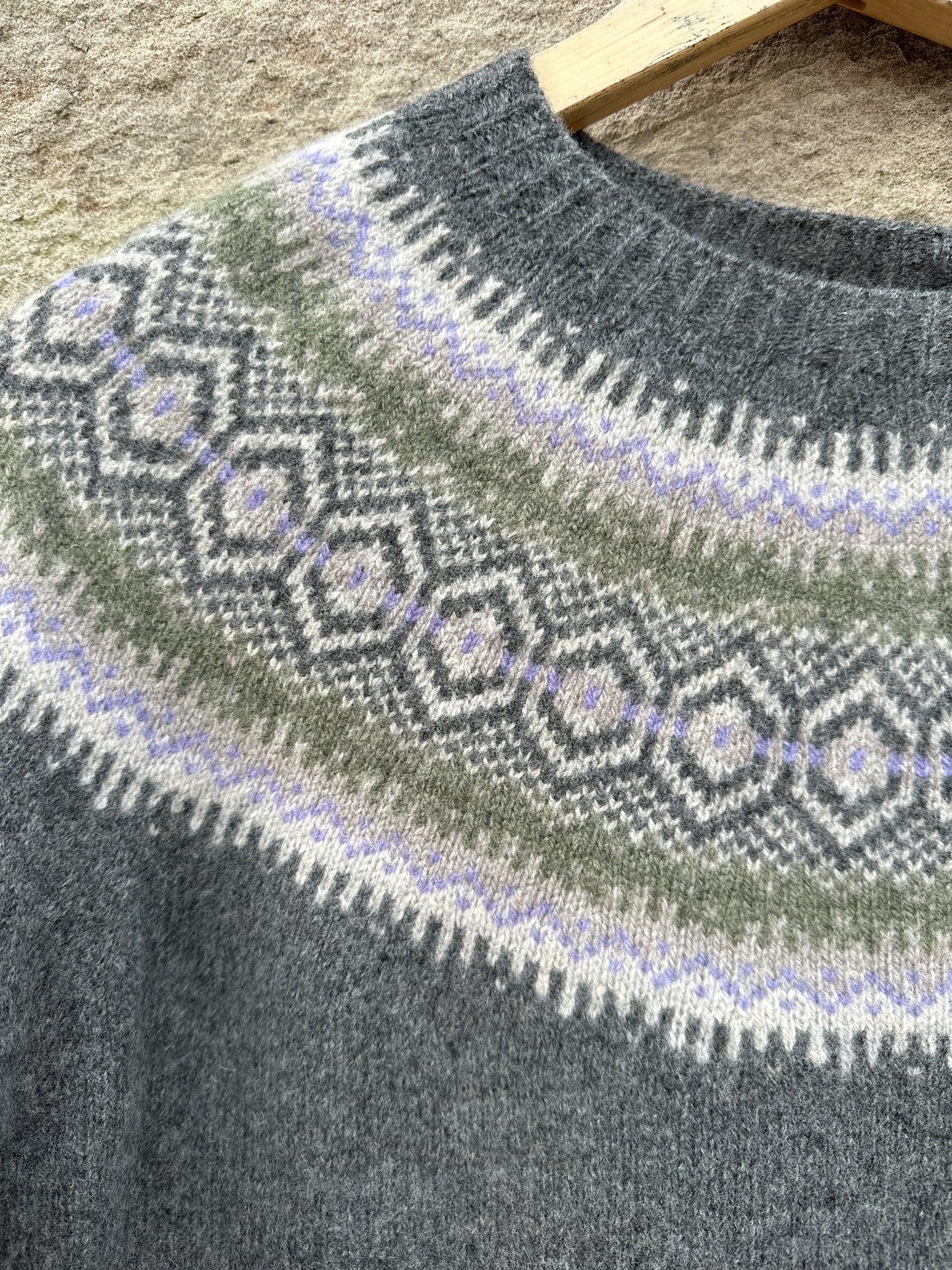 Harley of Scotland Ladies Fairisle In Derby Grey