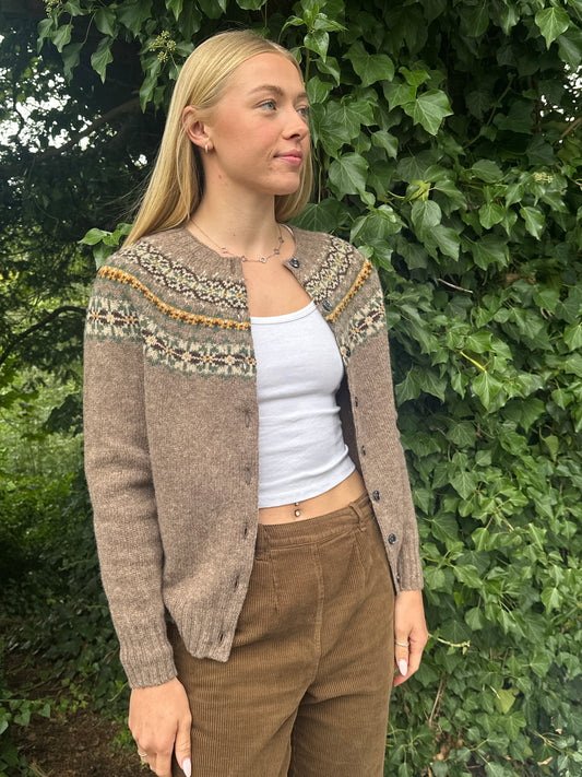 Harley Of Scotland Hara Yoke Fair Isle Cardigan In Torridon 25