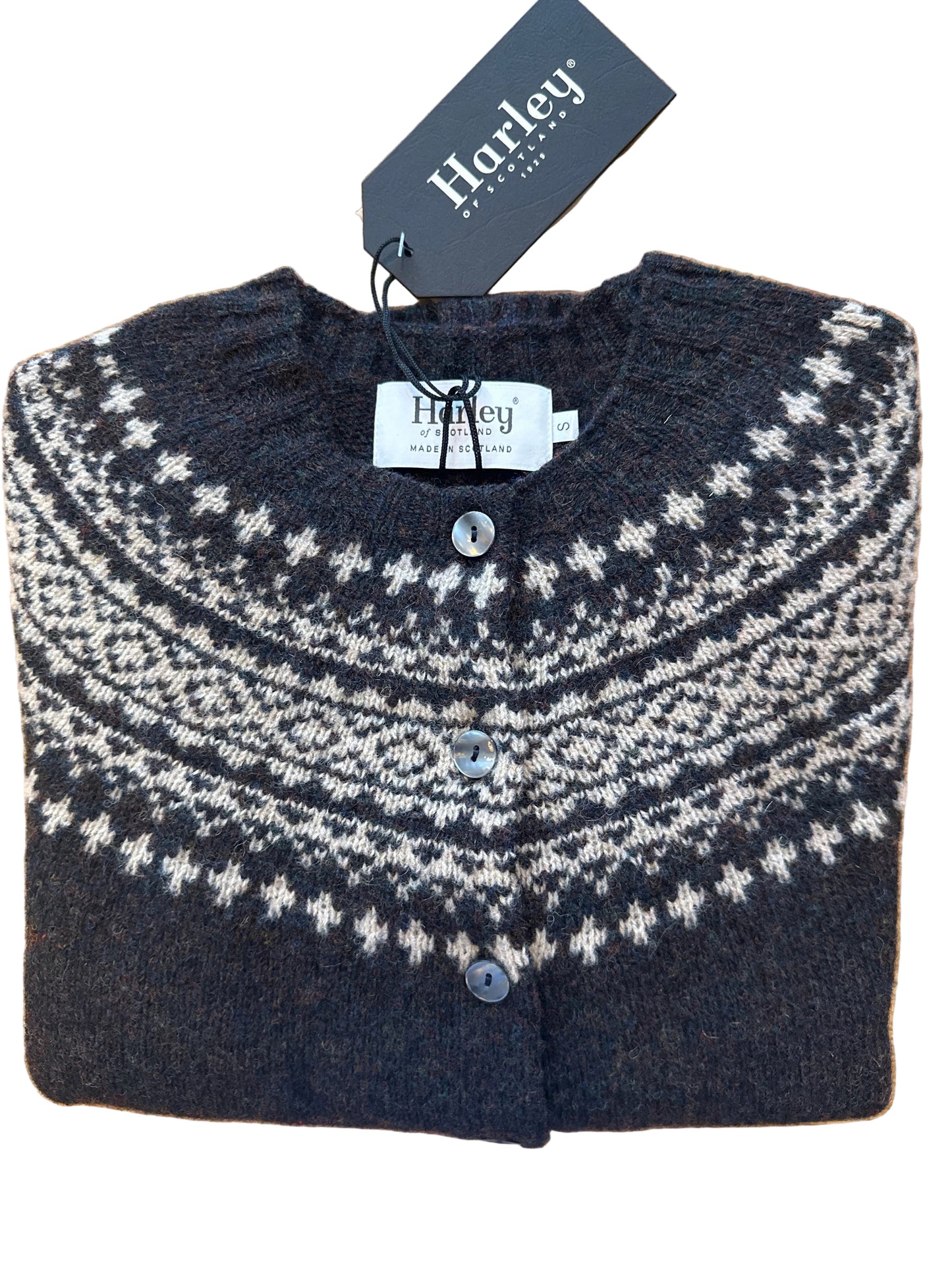 Harley Of Scotland New Shetland Cardigan In Volcano