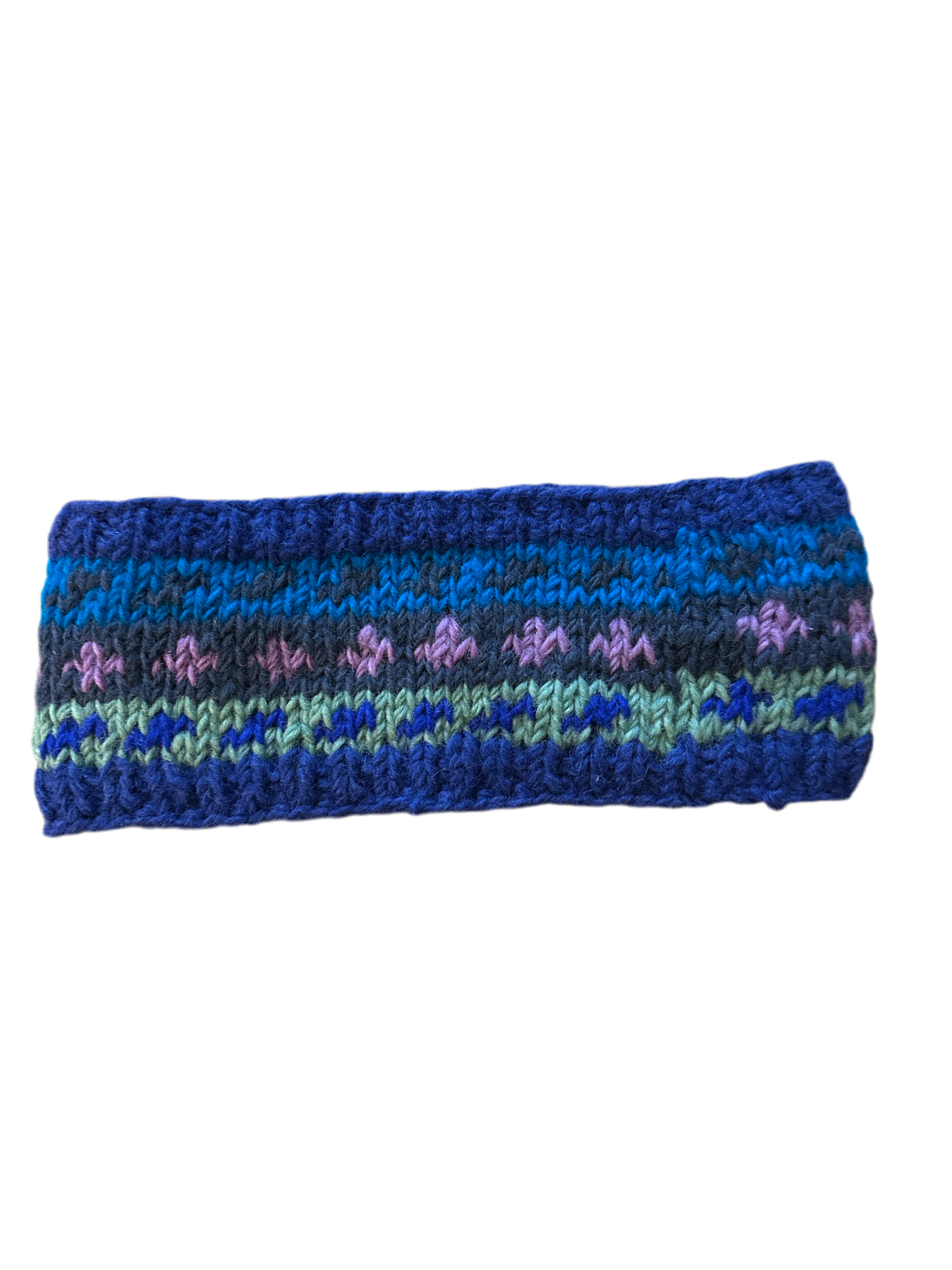 Handknit Fairisle Fleece Lined Headband