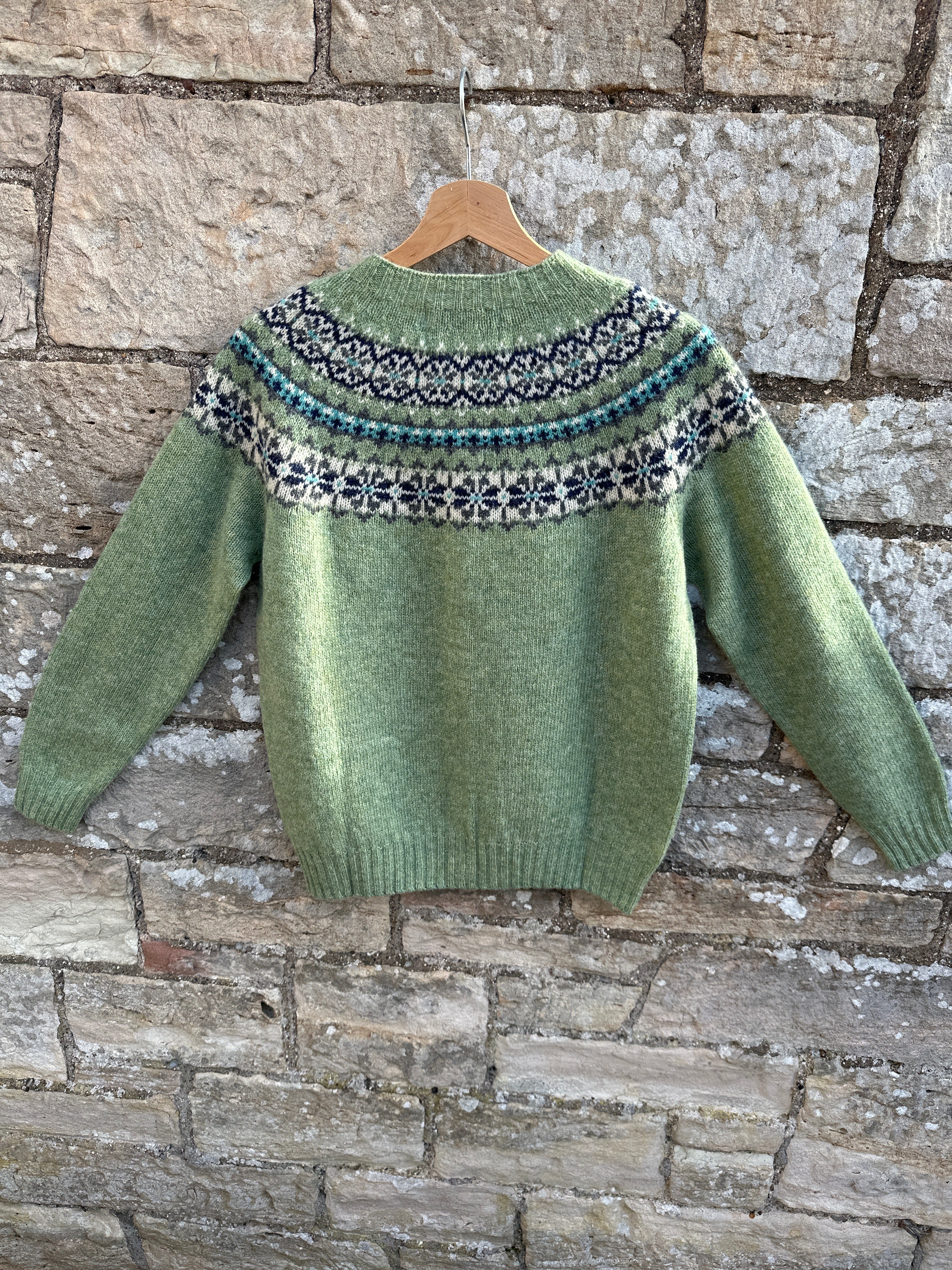 Harley Of Scotland Fairisle Cardigan In Jades Dairy