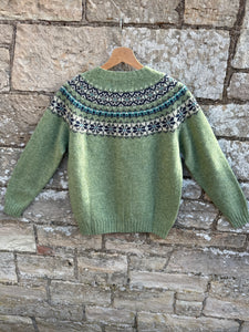 Harley Of Scotland Fairisle Cardigan In Jades Dairy