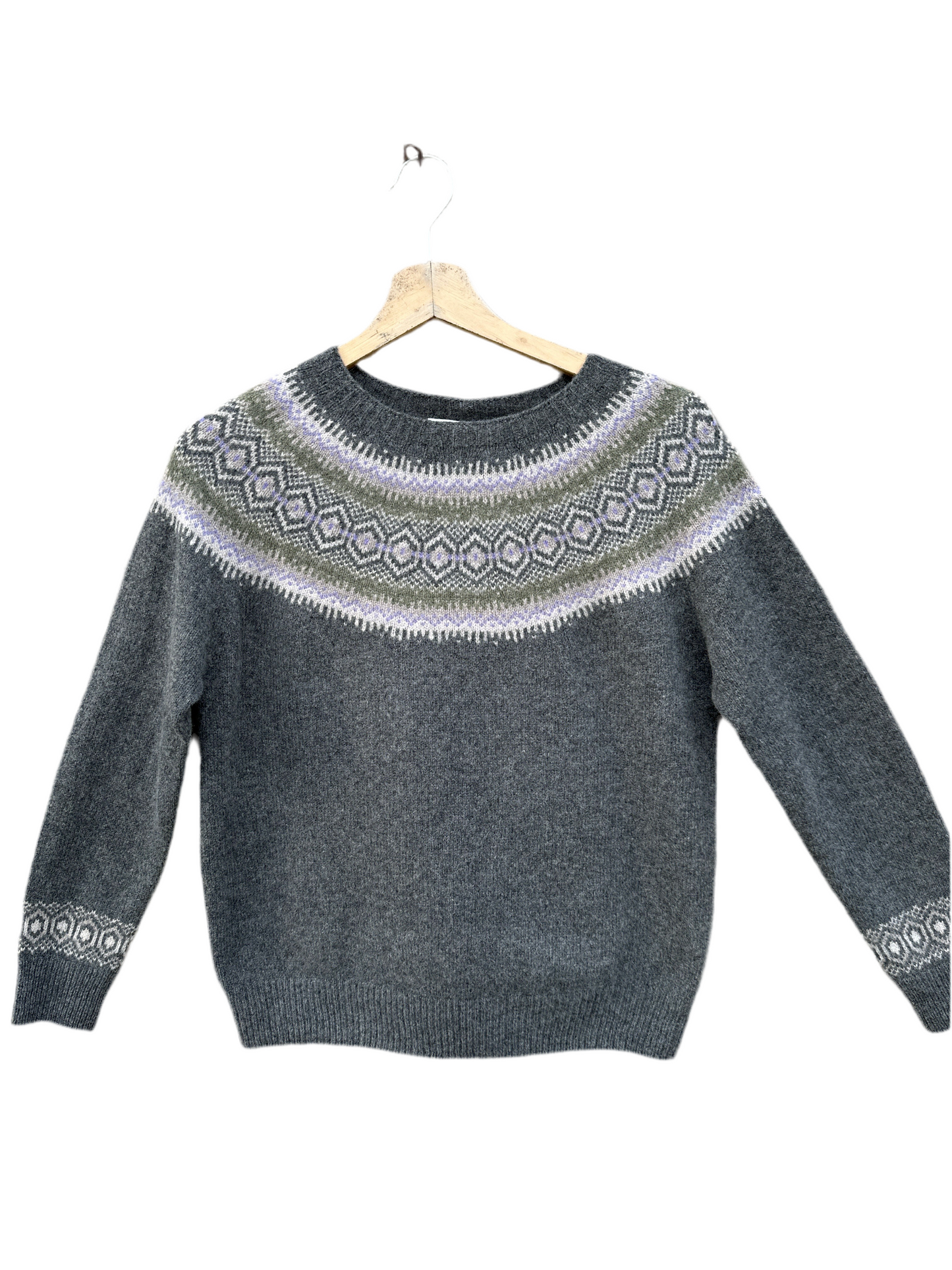 Harley of Scotland Ladies Fairisle In Derby Grey