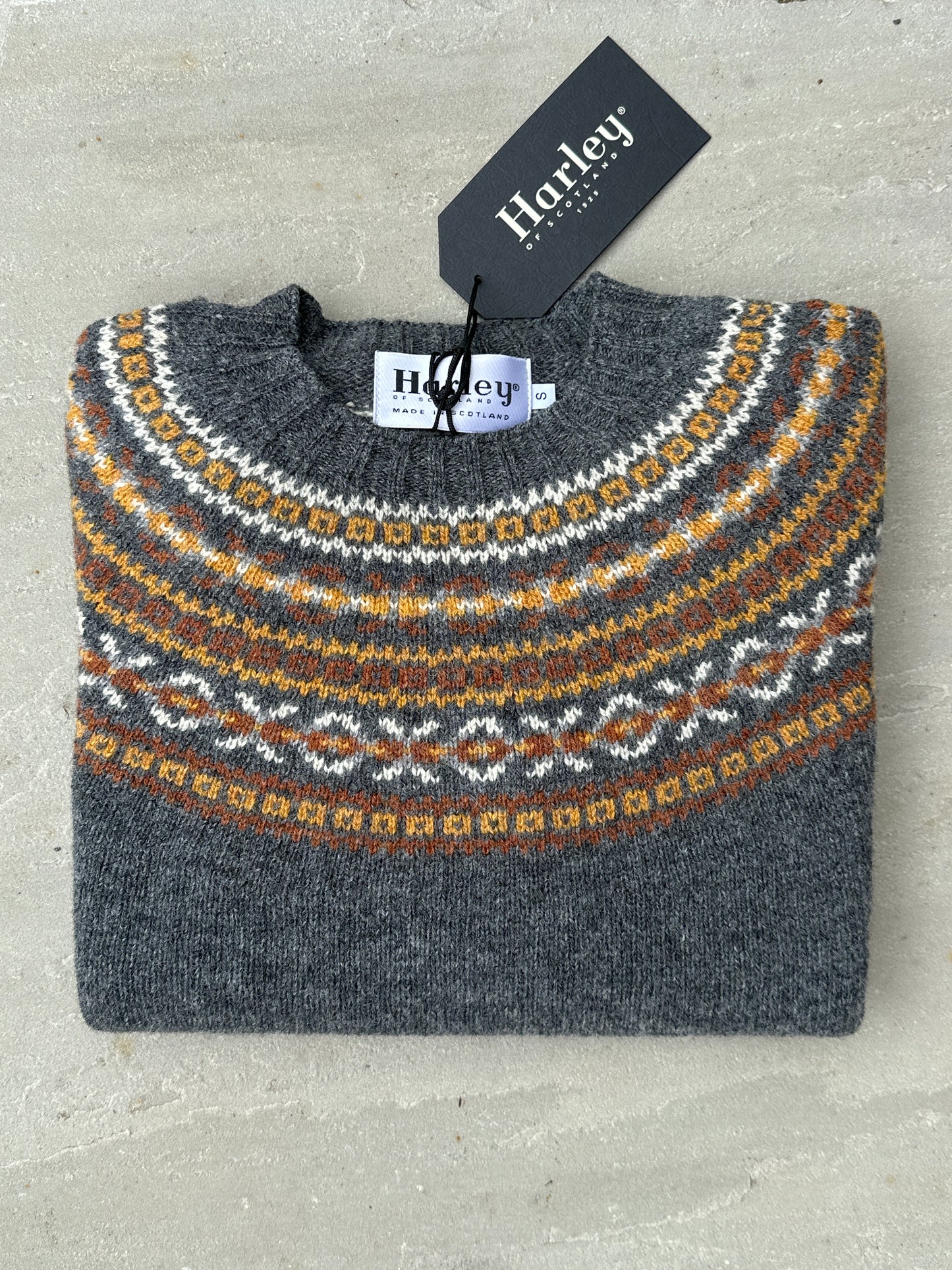 New Fairisle Crew Neck Sweater In Basalt
