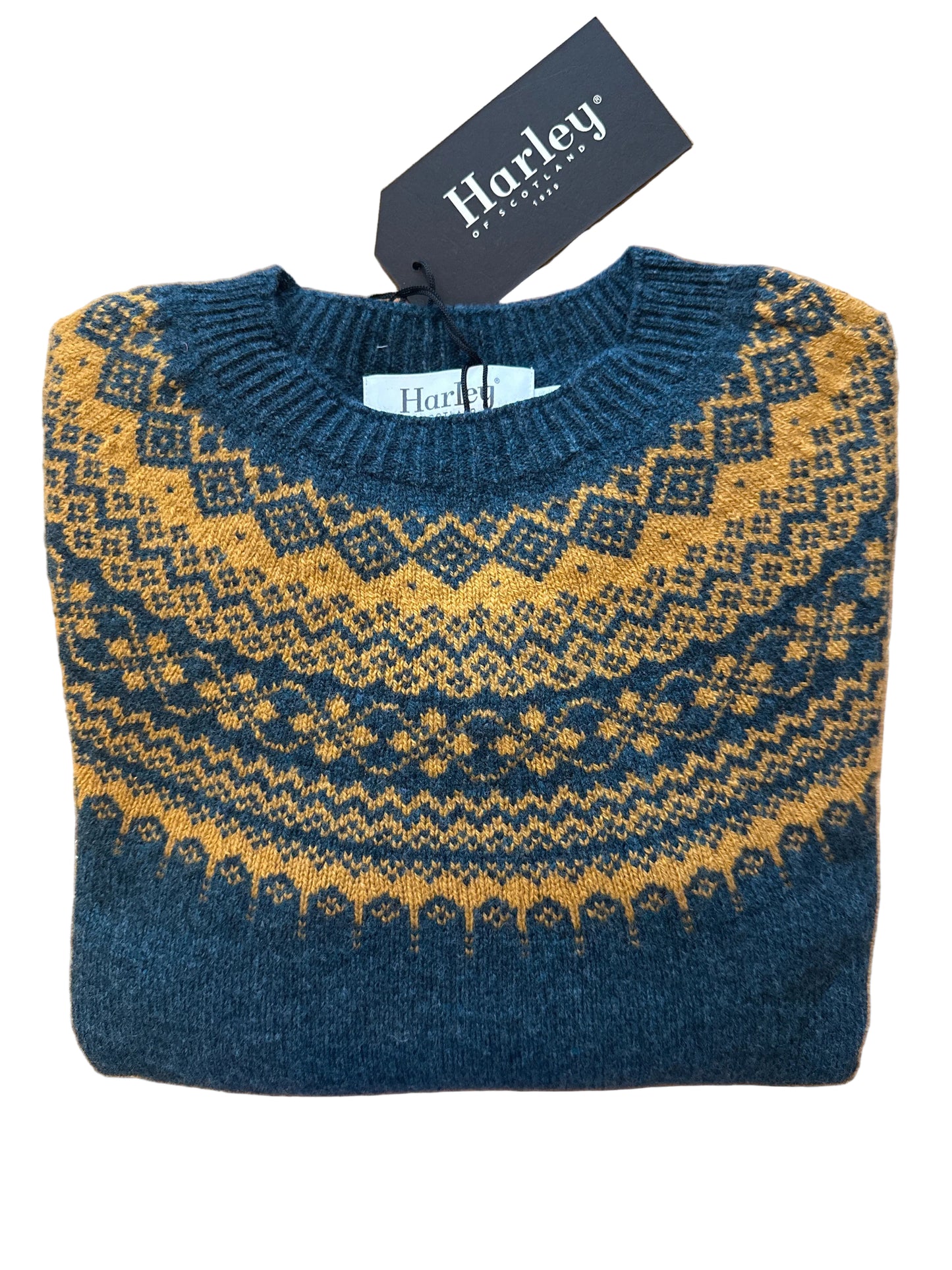 New Harley Of Scotland Supersoft Fairisle Yoke Sweater