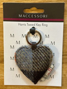 Harris Tweed Heart Keyrings