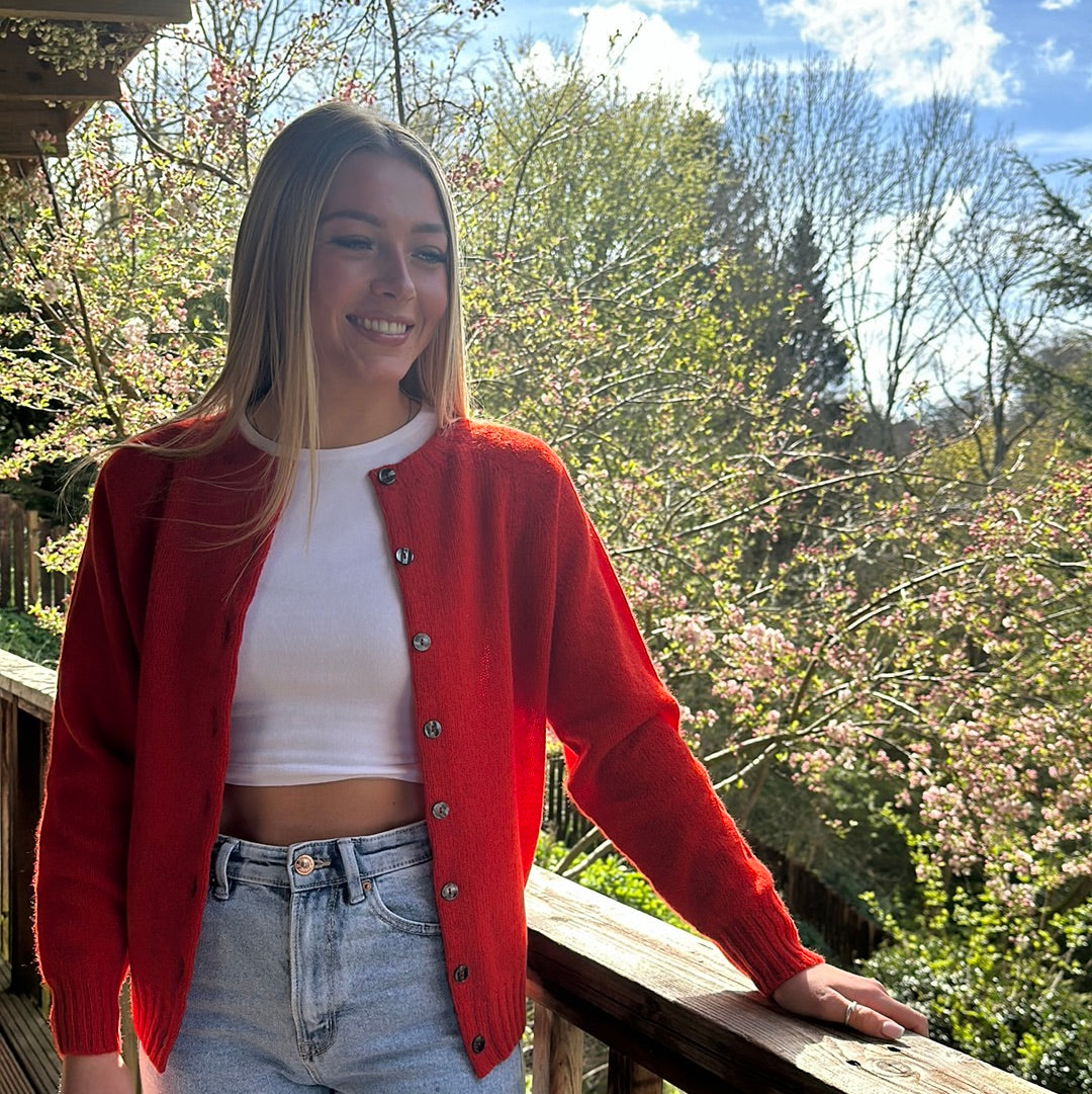 Harley Of Scotland Crew Neck New Scarlet Cardigan – Thistle