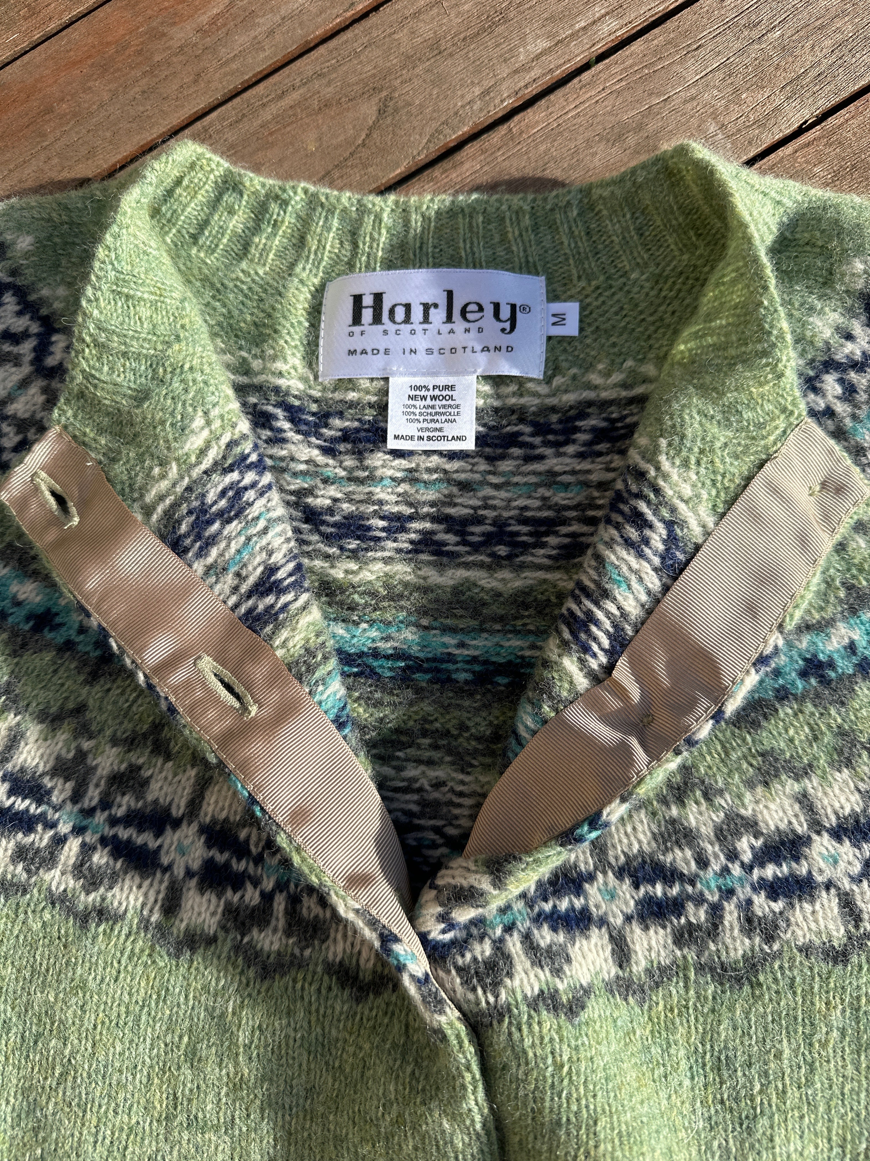 Harley Of Scotland Fairisle Cardigan In Jades Dairy