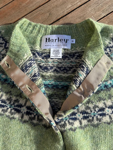 Harley Of Scotland Fairisle Cardigan In Jades Dairy