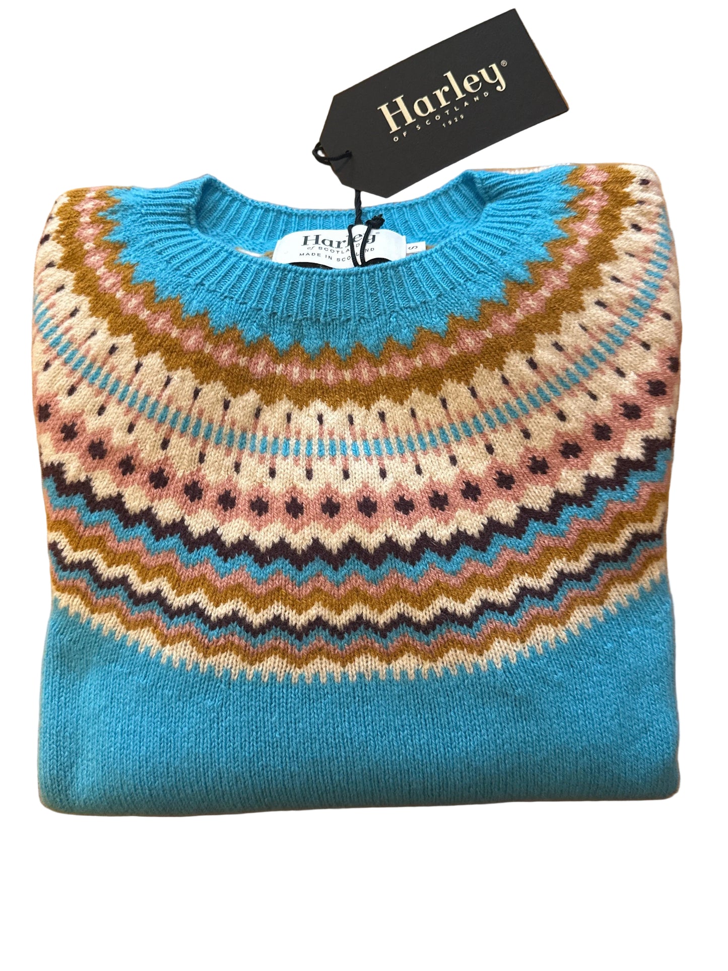New Harley Of Scotland Supersoft Fairisle Yoke Sweater In   Mural