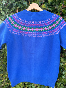 Scottish Cashmere & Merino Fairisle Cardigan In Lapis