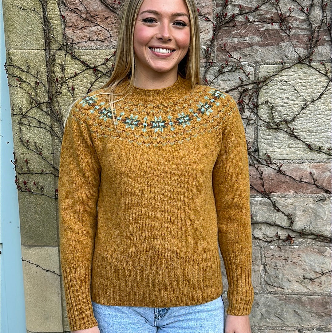 Crew Neck Harley Of Scotland Womens Fair Isle Sweater Harley Of