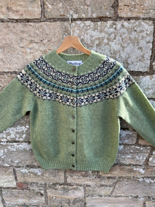Harley Of Scotland Fairisle Cardigan In Jades Dairy