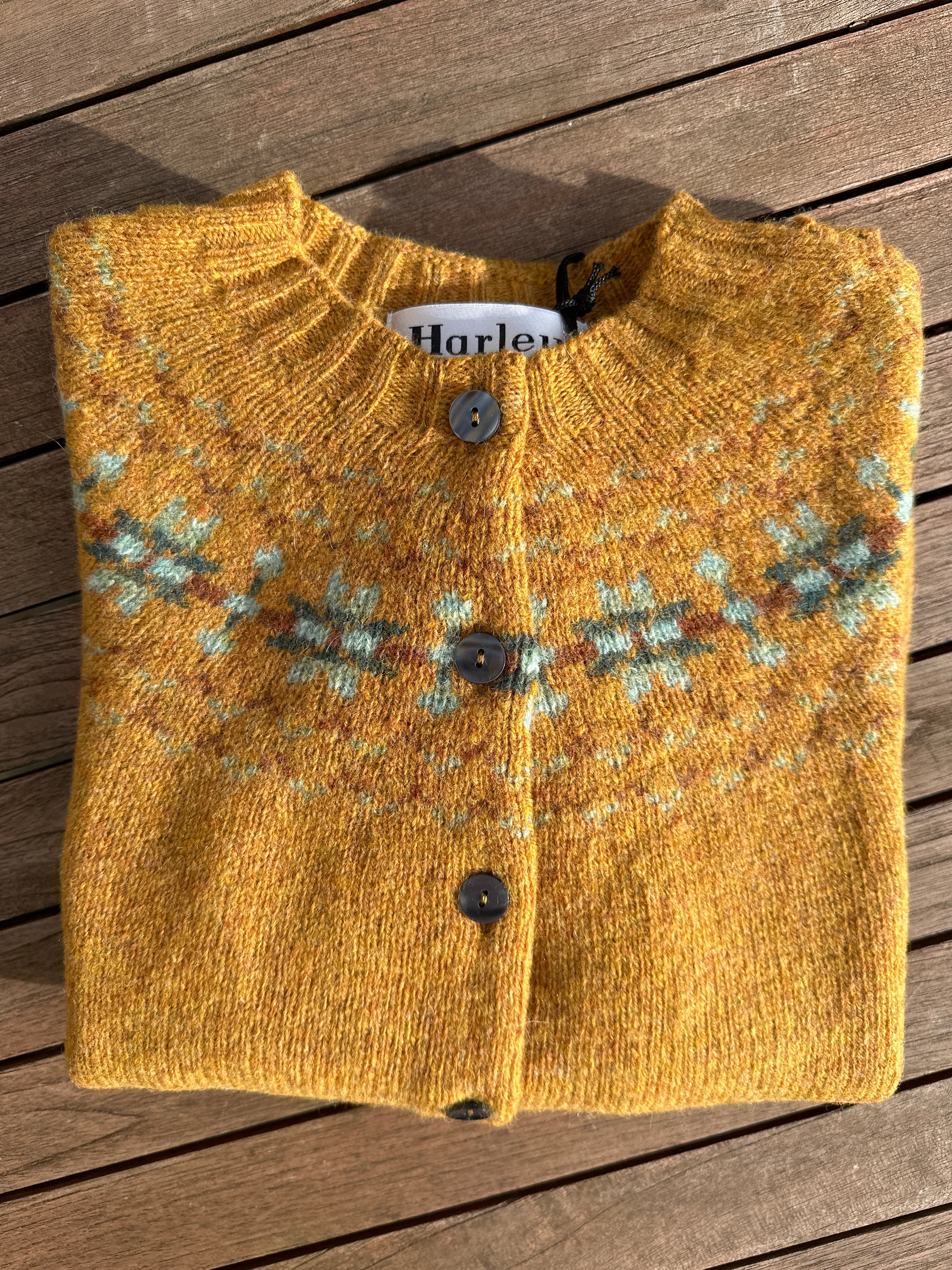 Harley Of Scotland Fairisle Cardigan In Cummin