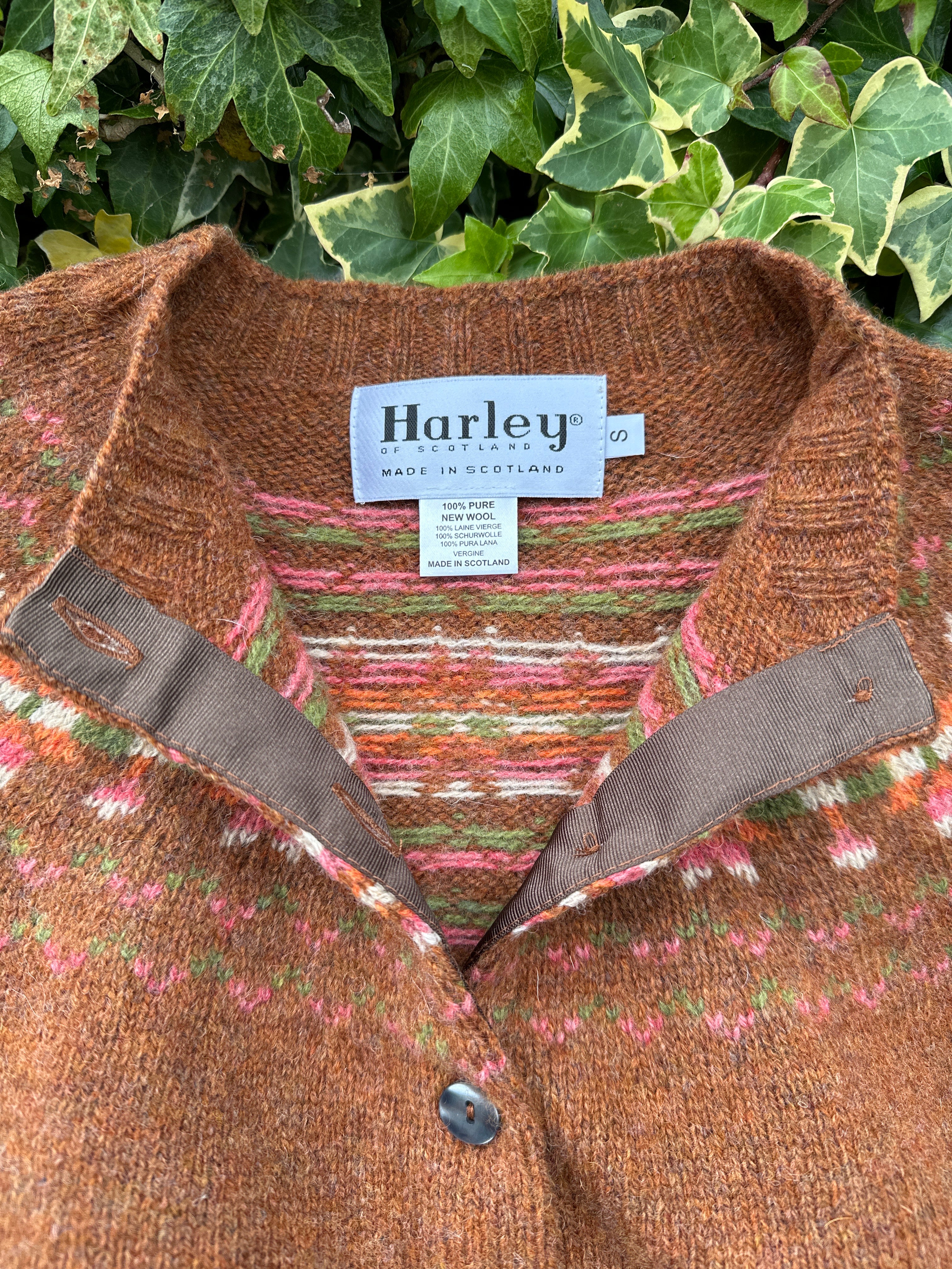 Harley Of Scotland New Fairisle Cardigan In Sienna – Thistle