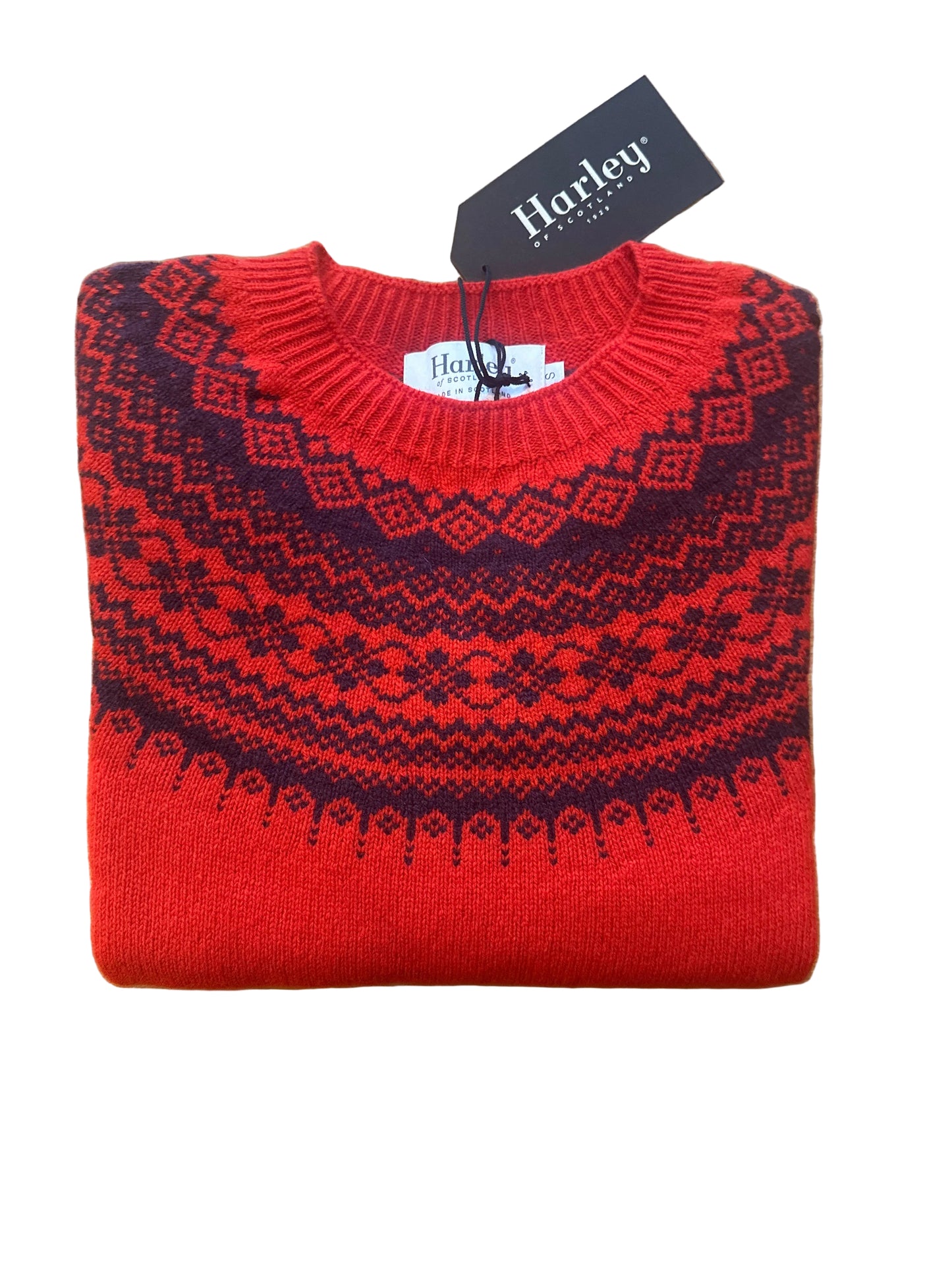 New Harley Of Scotland Supersoft Fairisle Yoke Sweater In Cassis
