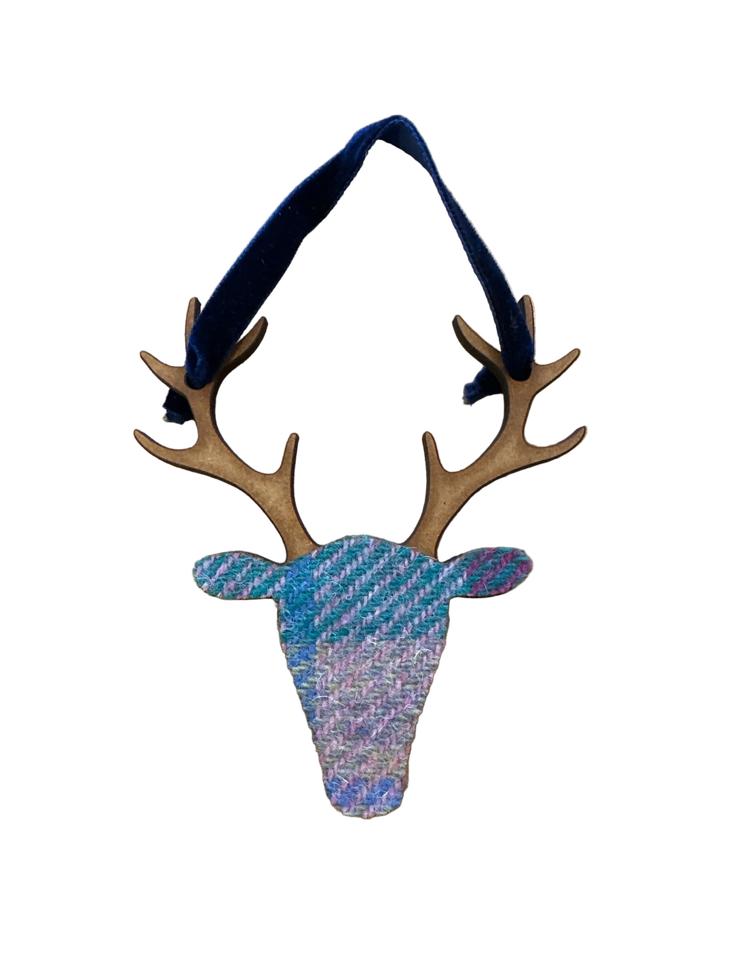Scottish Small Hanging Stag In Harris Tweed