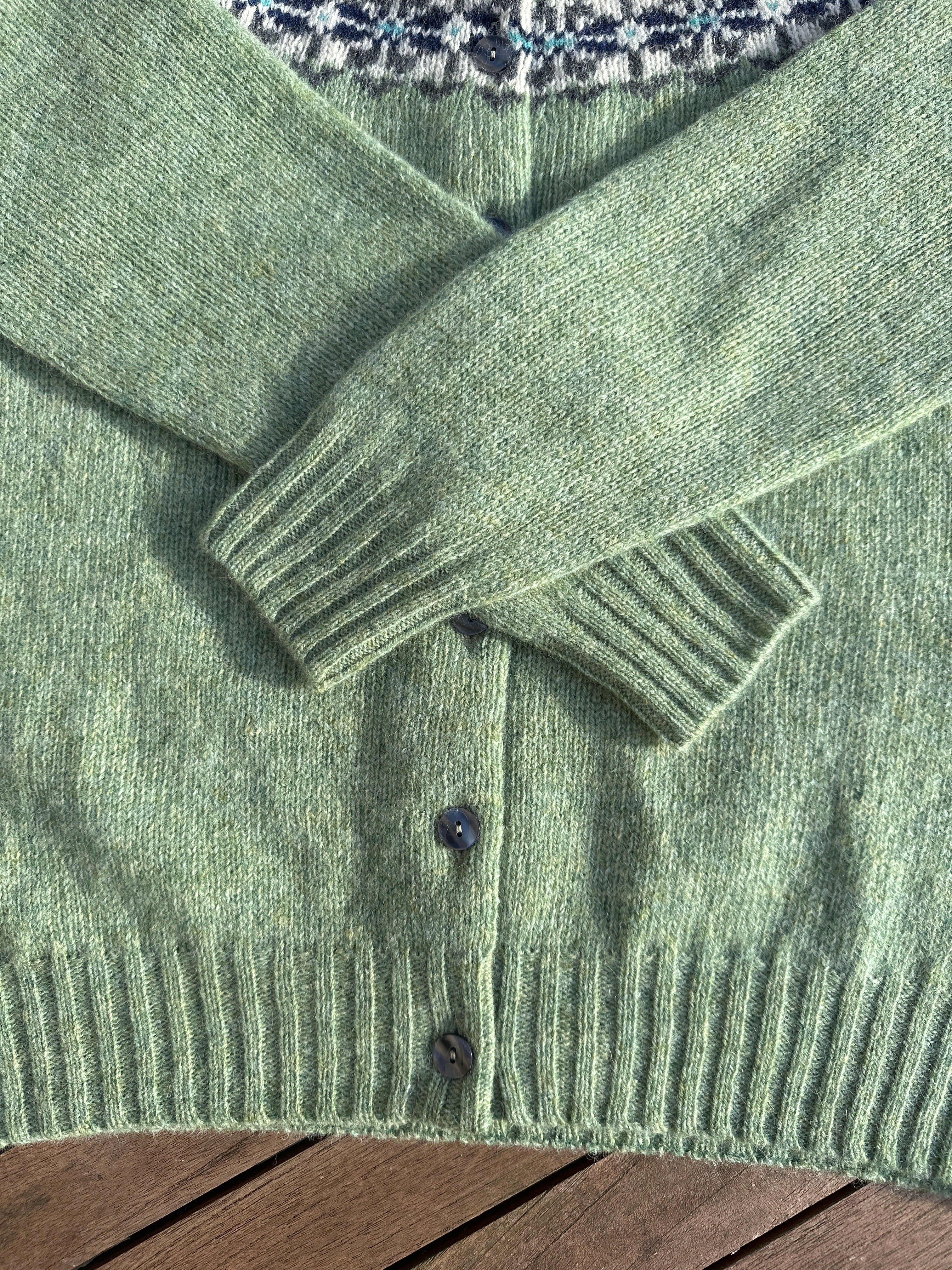 Harley Of Scotland Fairisle Cardigan In Jades Dairy
