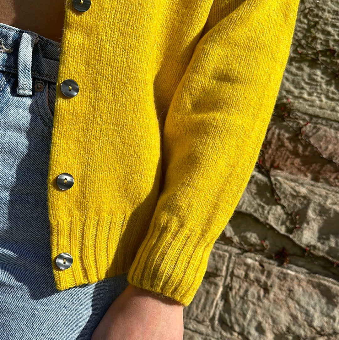 Harley Of Scotland New Shetland Gorseflower Cardigan